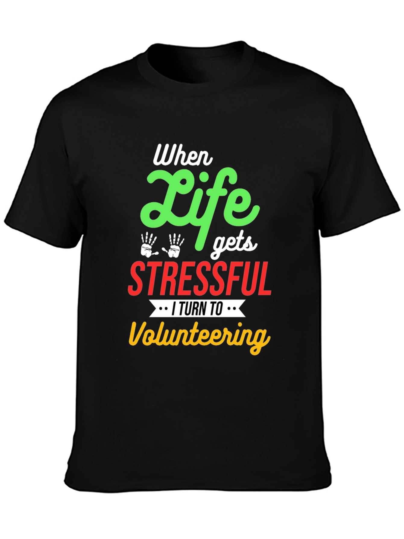 Camiseta Negra con Diseño de Voluntariado