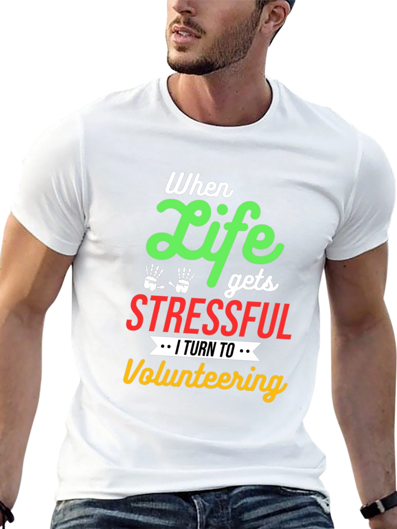 Camiseta Negra con Diseño de Voluntariado