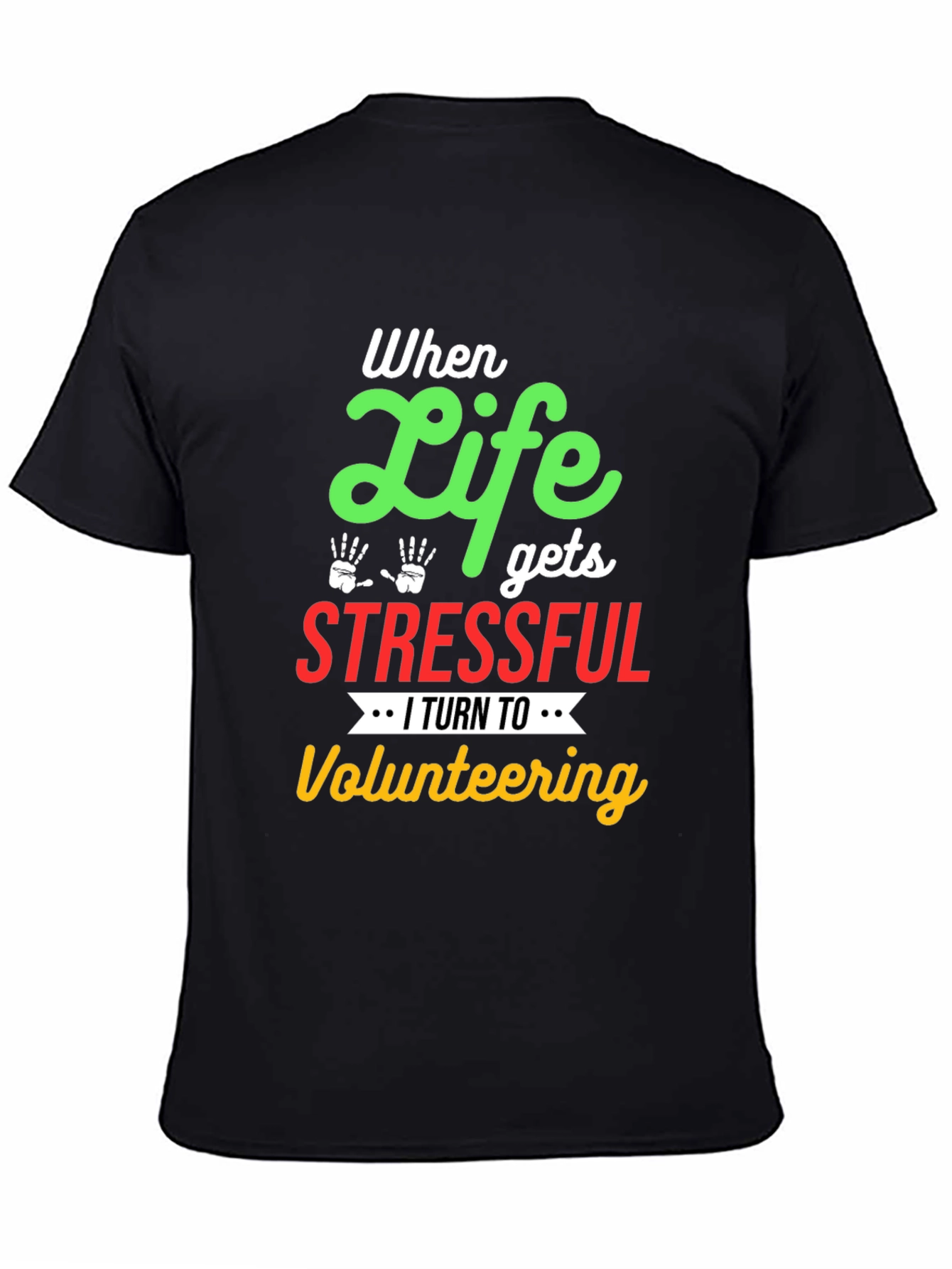 Camiseta Negra con Diseño de Voluntariado