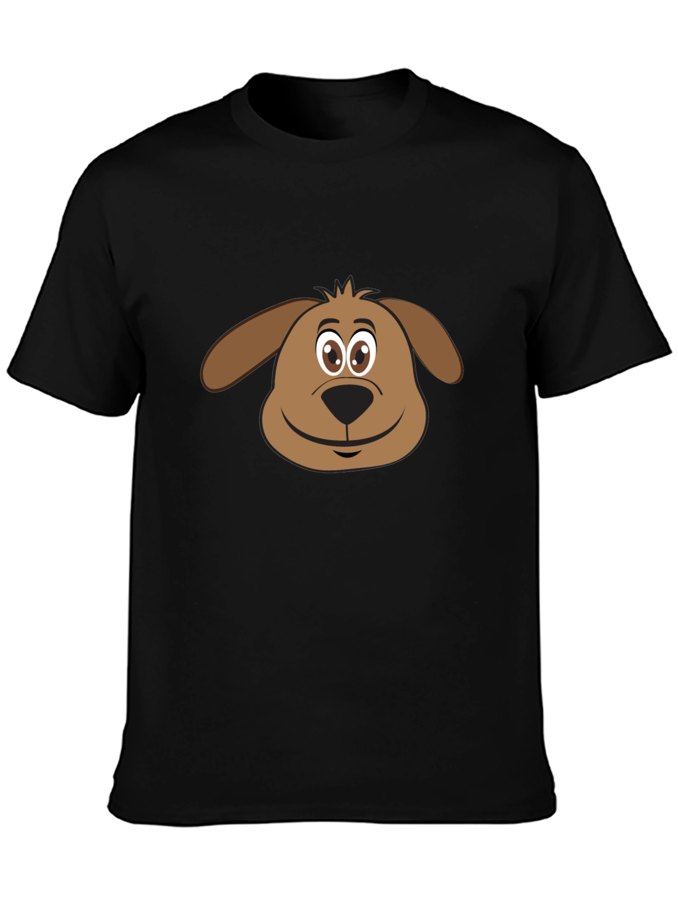 Camiseta Negra con Diseño de Cara de Perro Animado