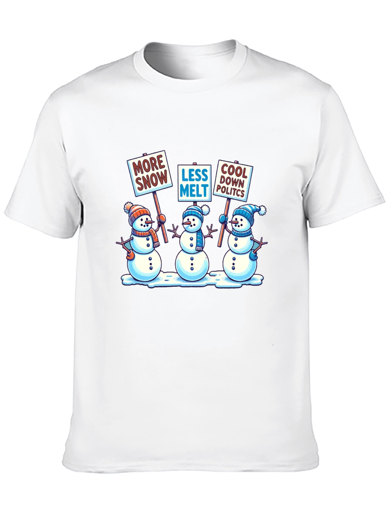 Camiseta Negra con Diseño de Muñecos de Nieve Activistas