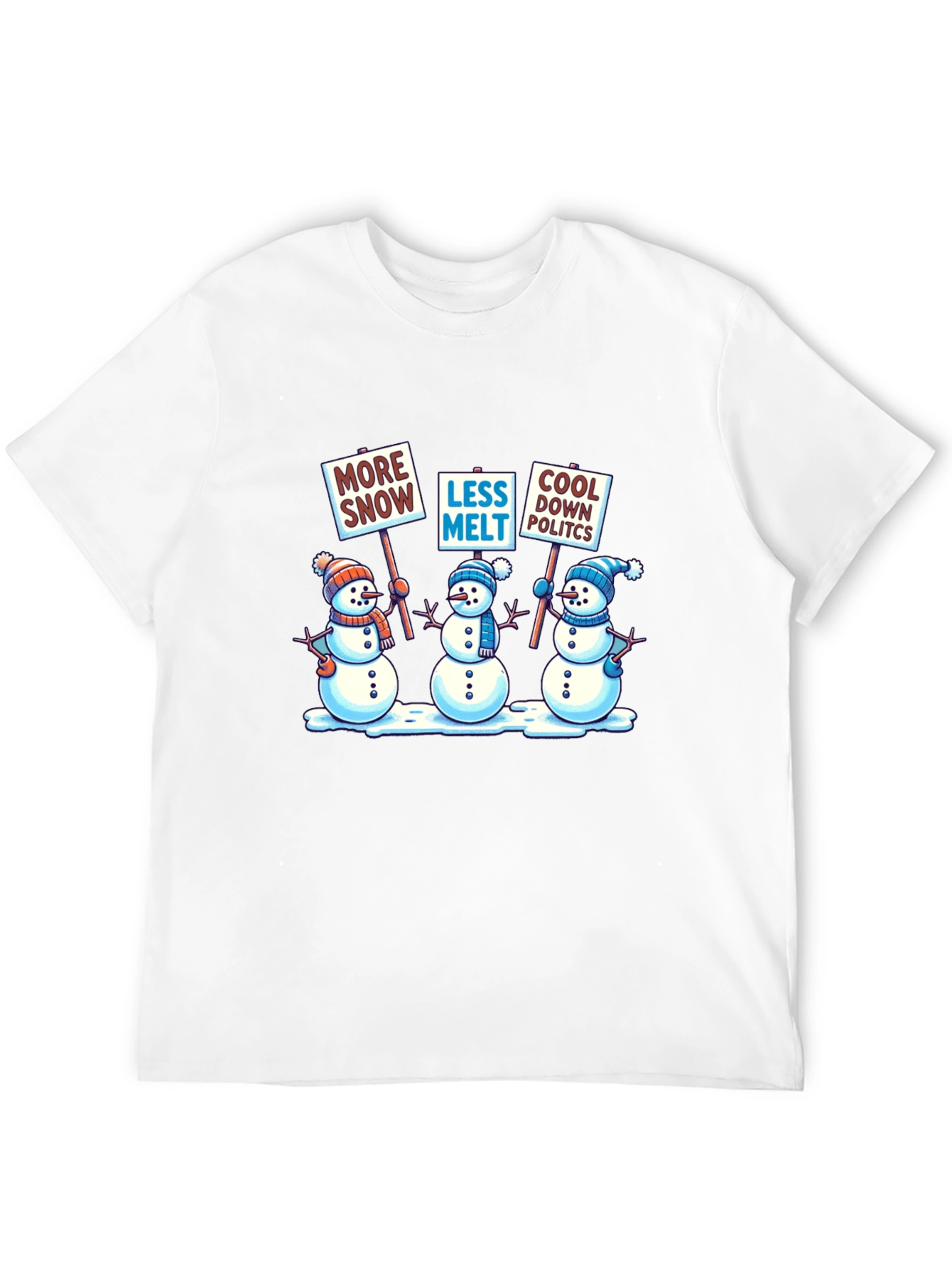Camiseta Negra con Diseño de Muñecos de Nieve Activistas