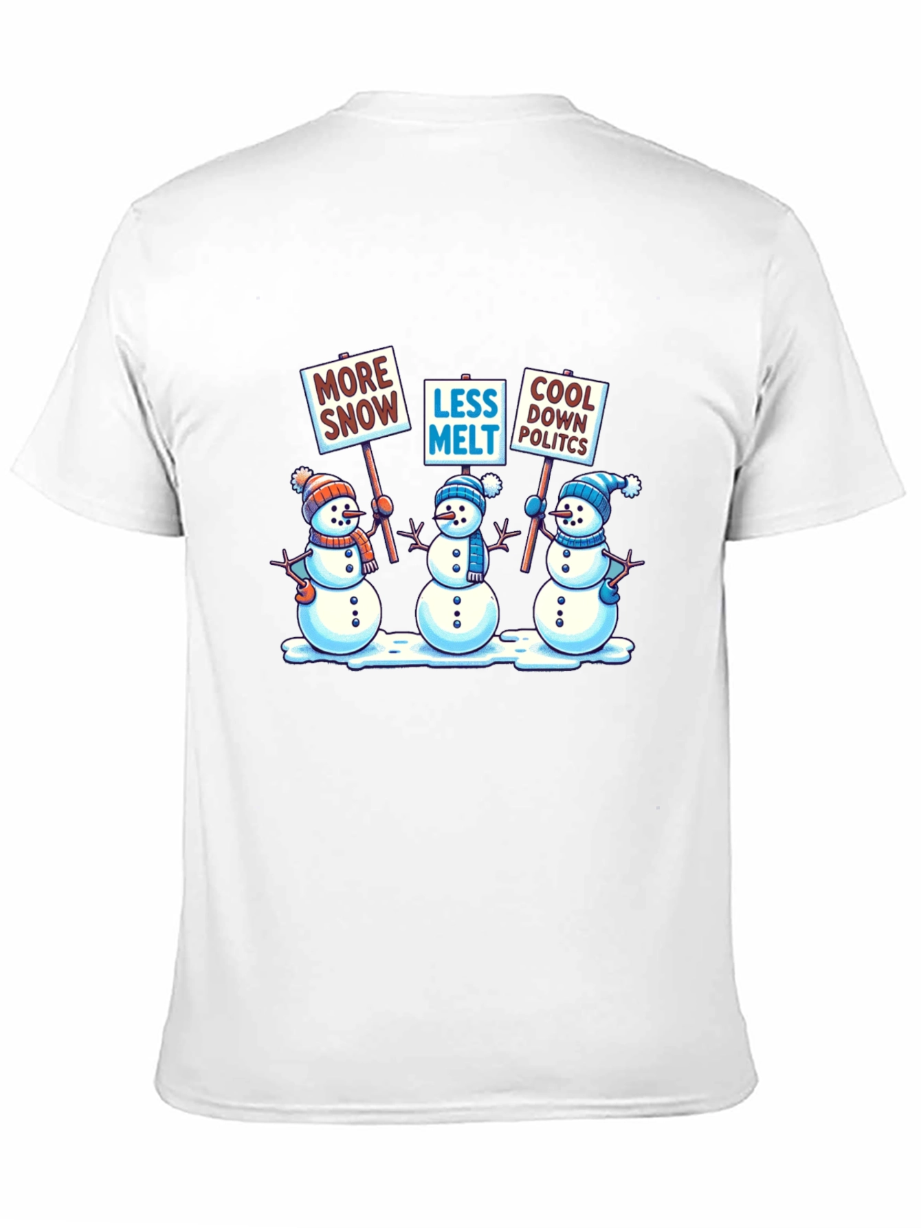 Camiseta Negra con Diseño de Muñecos de Nieve Activistas