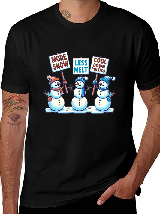 Camiseta Negra con Diseño de Muñecos de Nieve Activistas