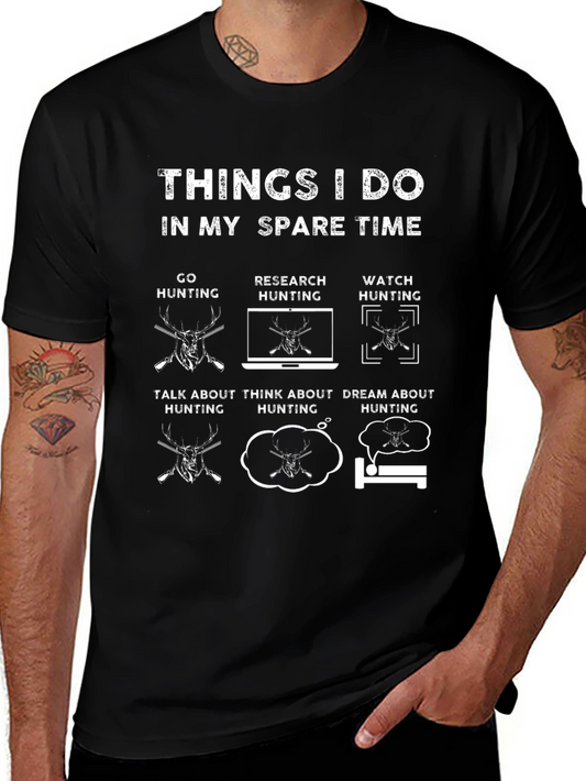 Camiseta Negra Things I Do In My Spare Time - Hunting