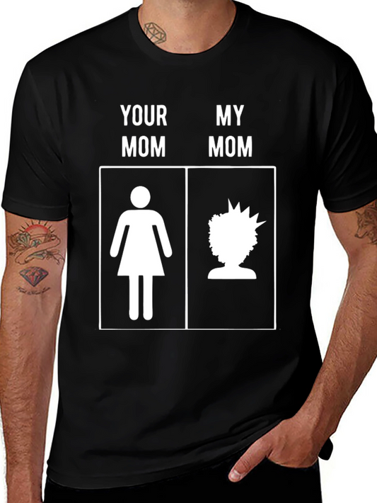 Camiseta Negra Humorística Mi Mamá vs Tu Mamá