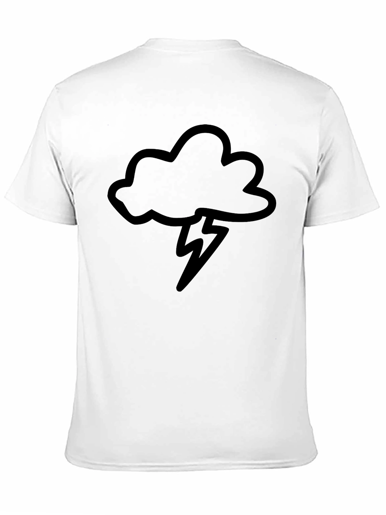 Camiseta Negra con Diseño de Nube y Rayo