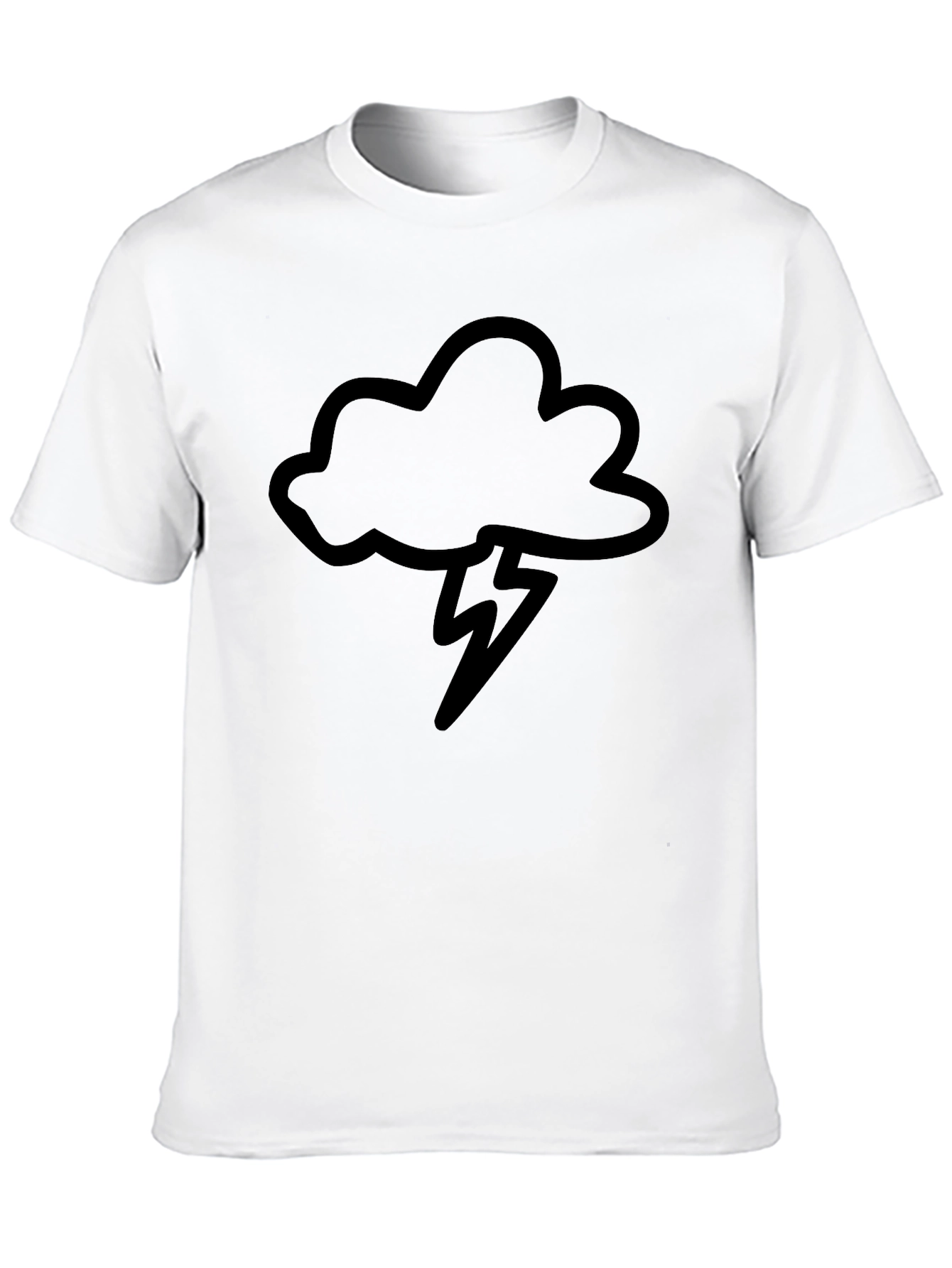 Camiseta Negra con Diseño de Nube y Rayo
