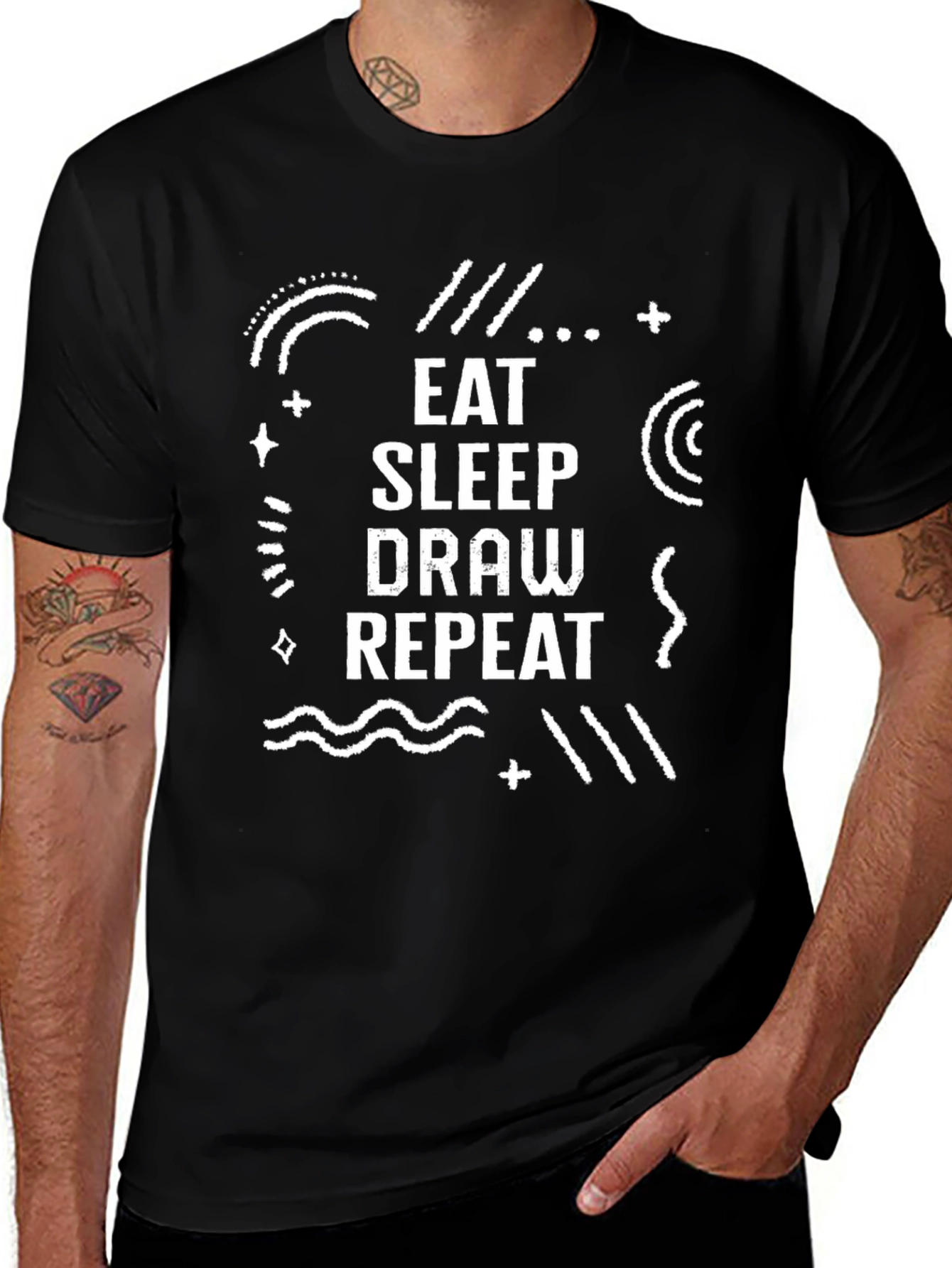 Camiseta Negra Eat Sleep Draw Repeat