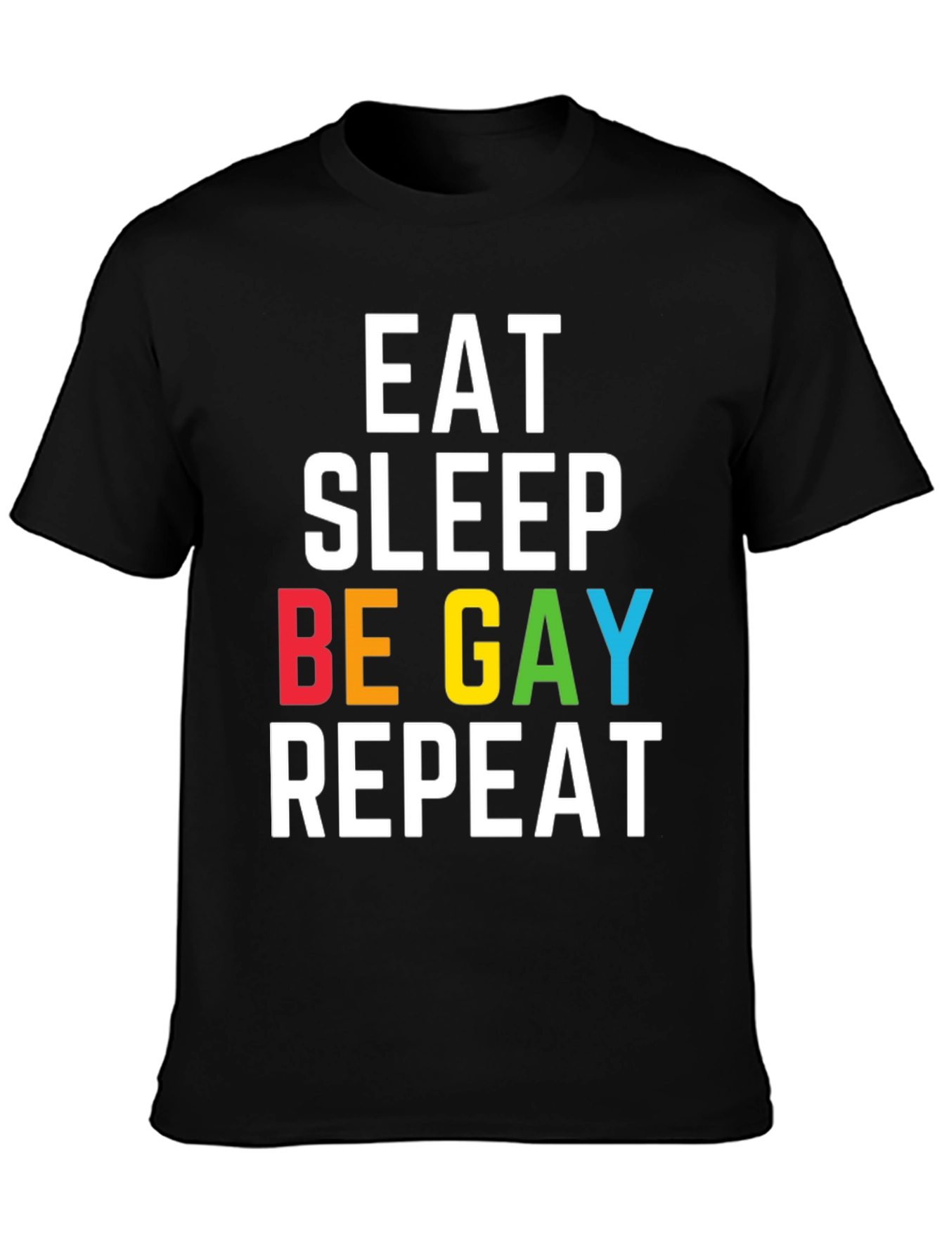 Camiseta Negra Eat Sleep Be Gay Repeat