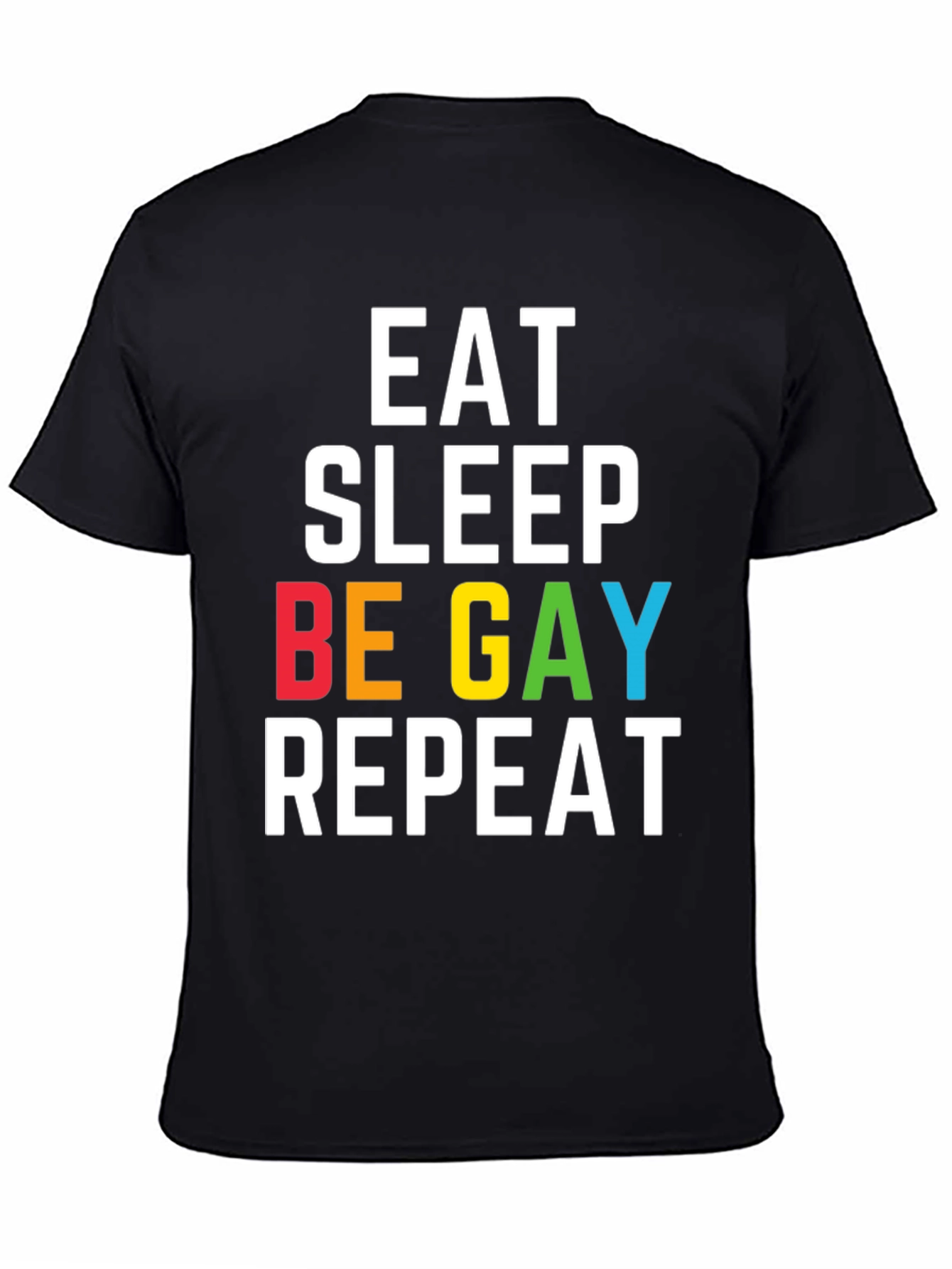 Camiseta Negra Eat Sleep Be Gay Repeat