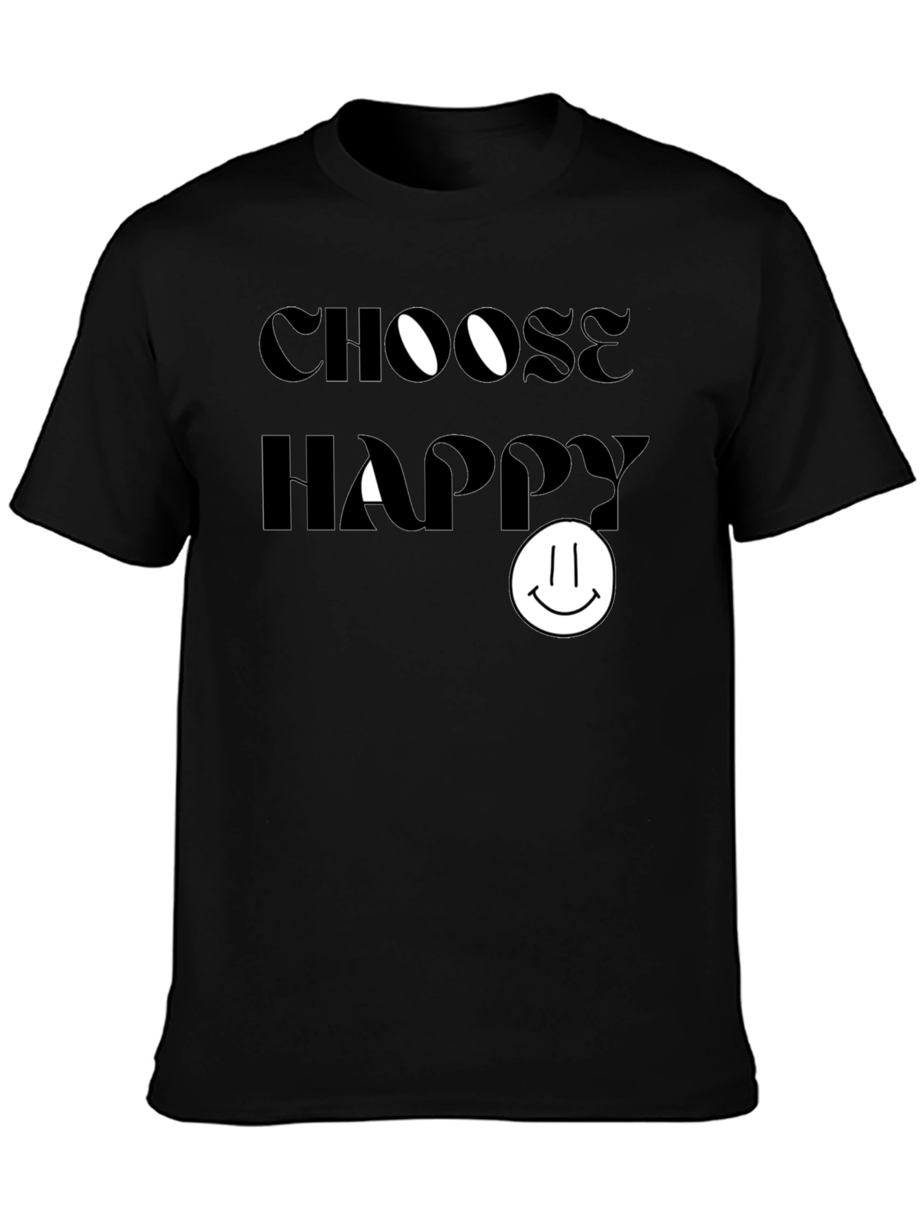 Camiseta Negra: Elige Ser Feliz - Diseño Sonriente