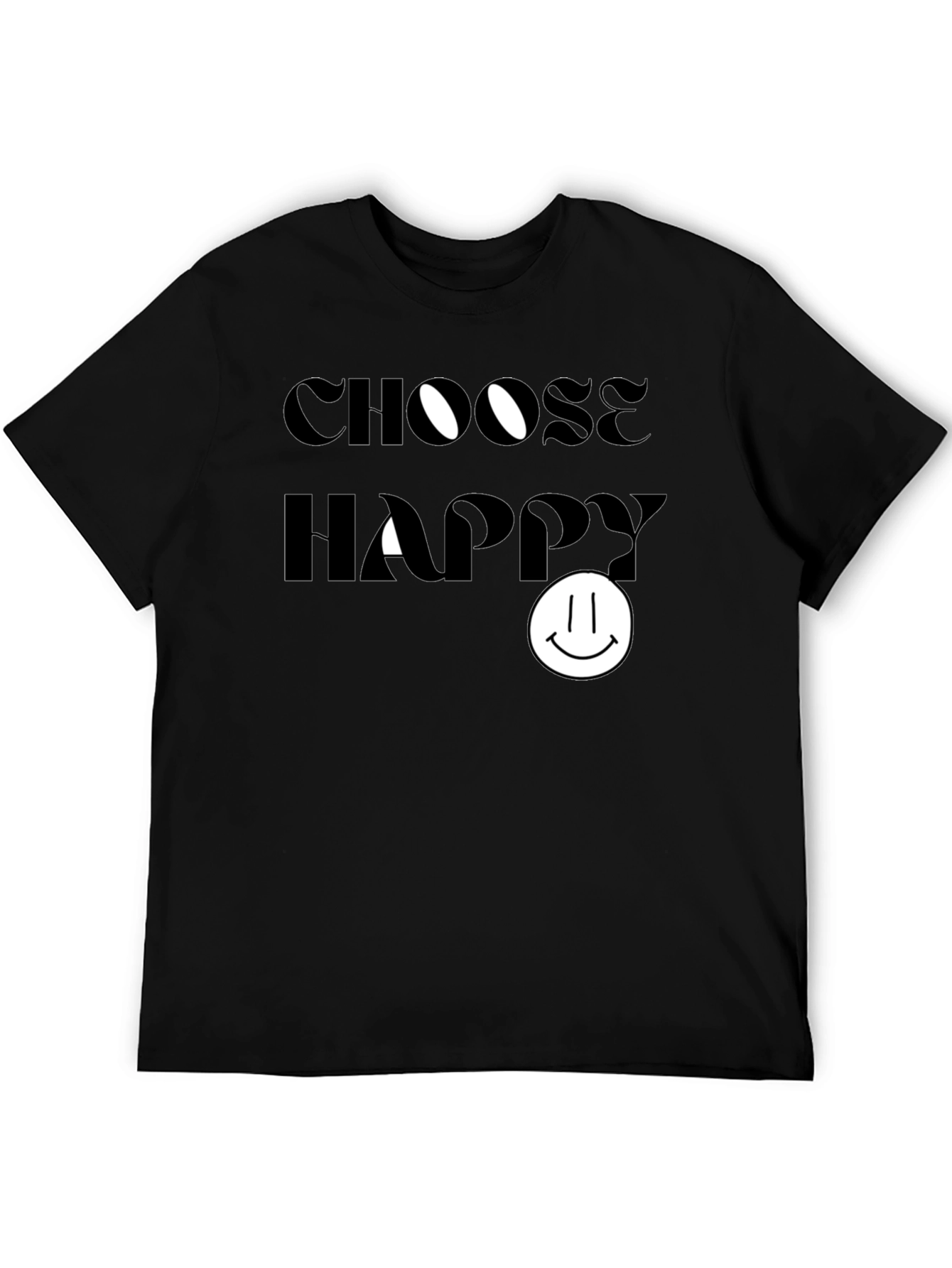 Camiseta Negra: Elige Ser Feliz - Diseño Sonriente