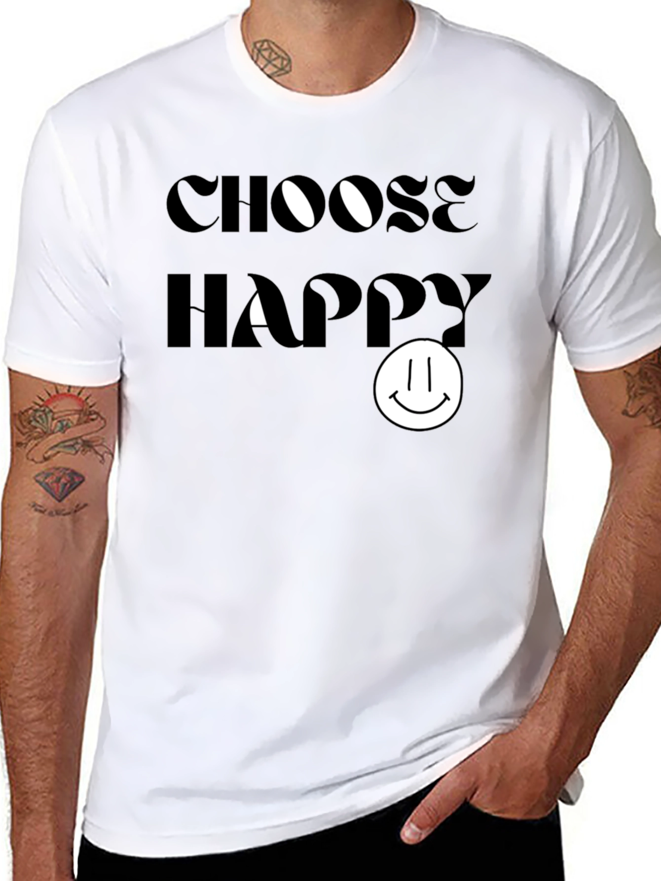 Camiseta Negra: Elige Ser Feliz - Diseño Sonriente