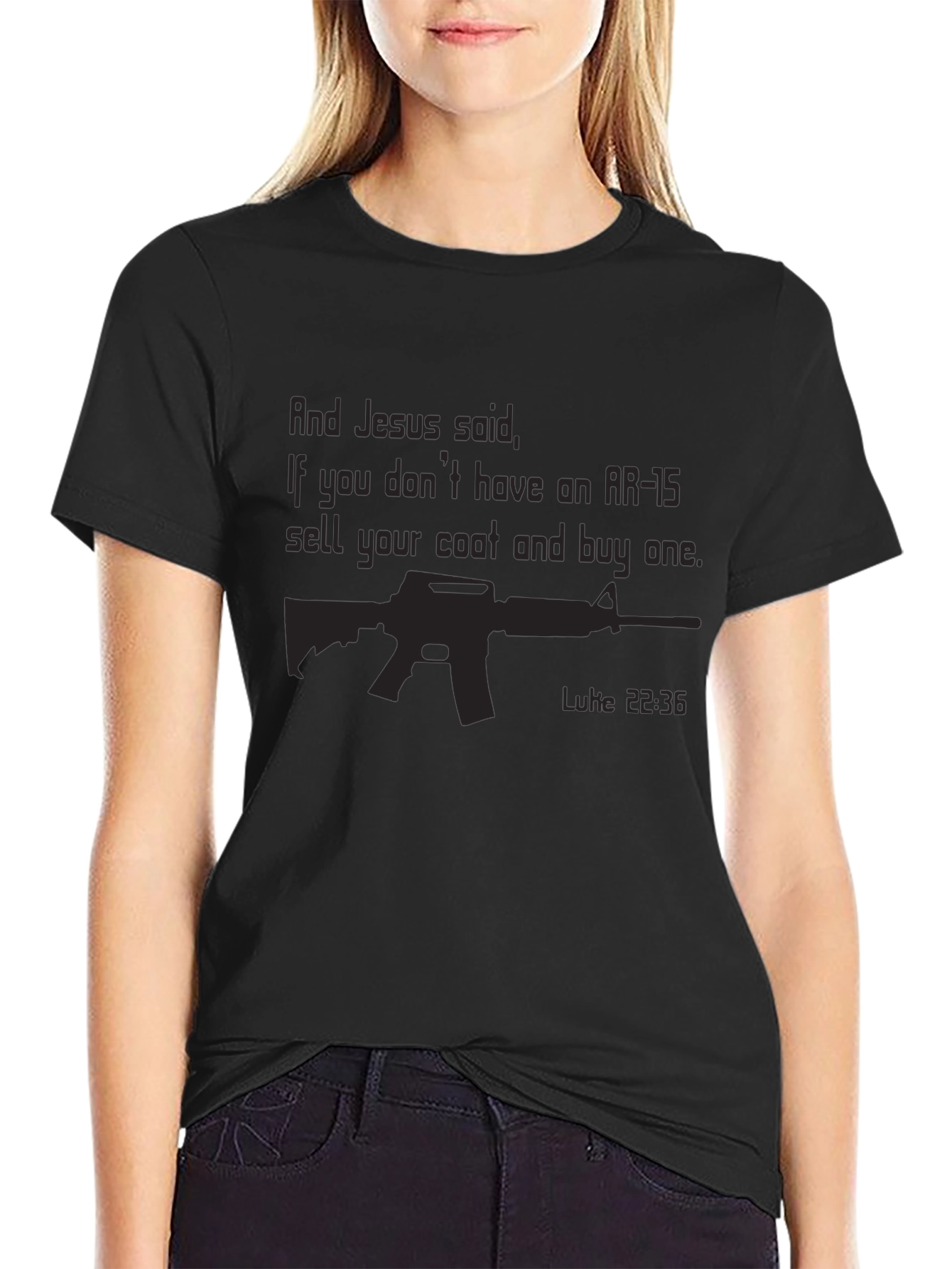 Camiseta Negra: Jesús y el AR-15 - Diseño Único
