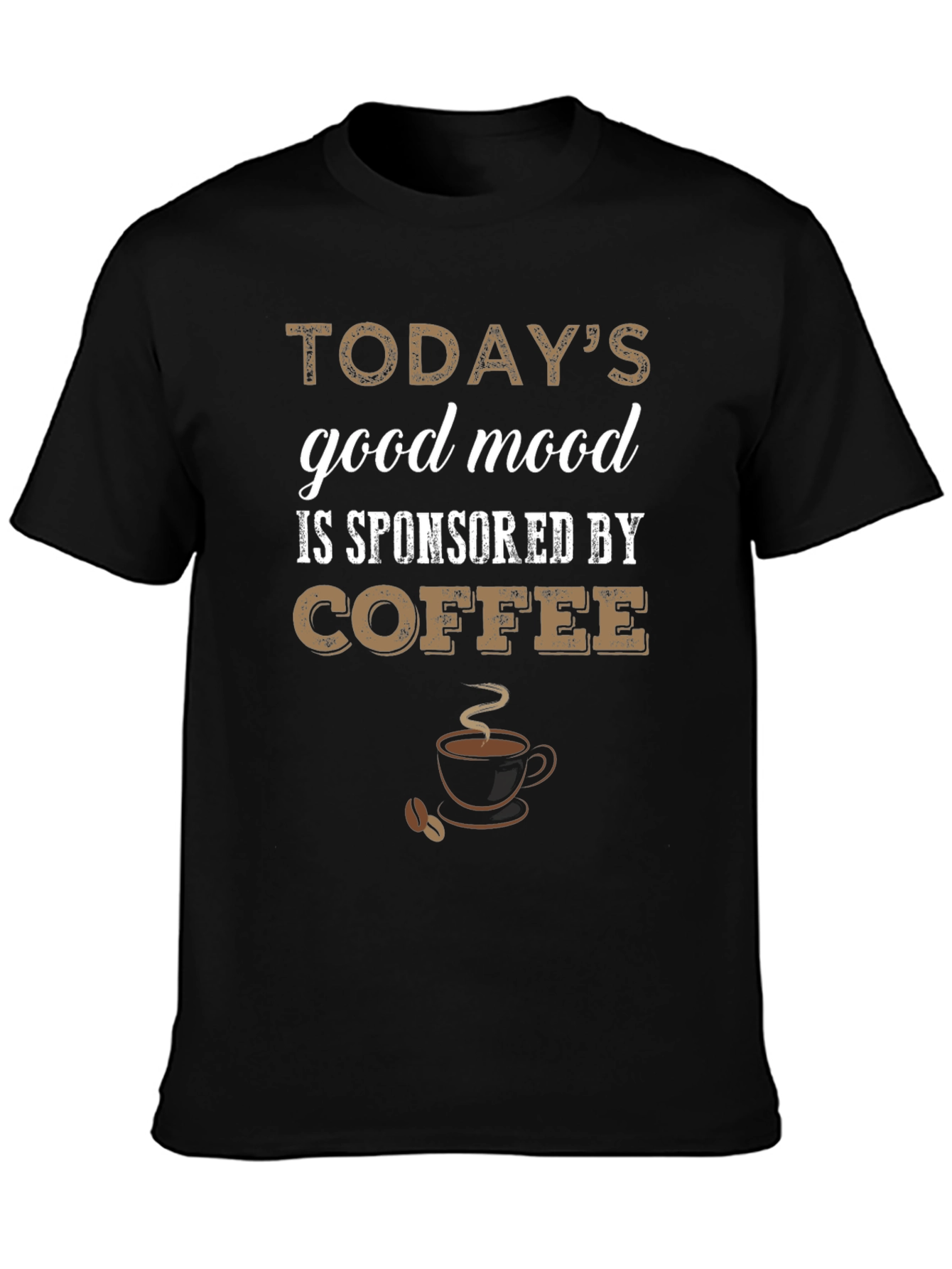 Camiseta Negra con Diseño Humorístico de Café
