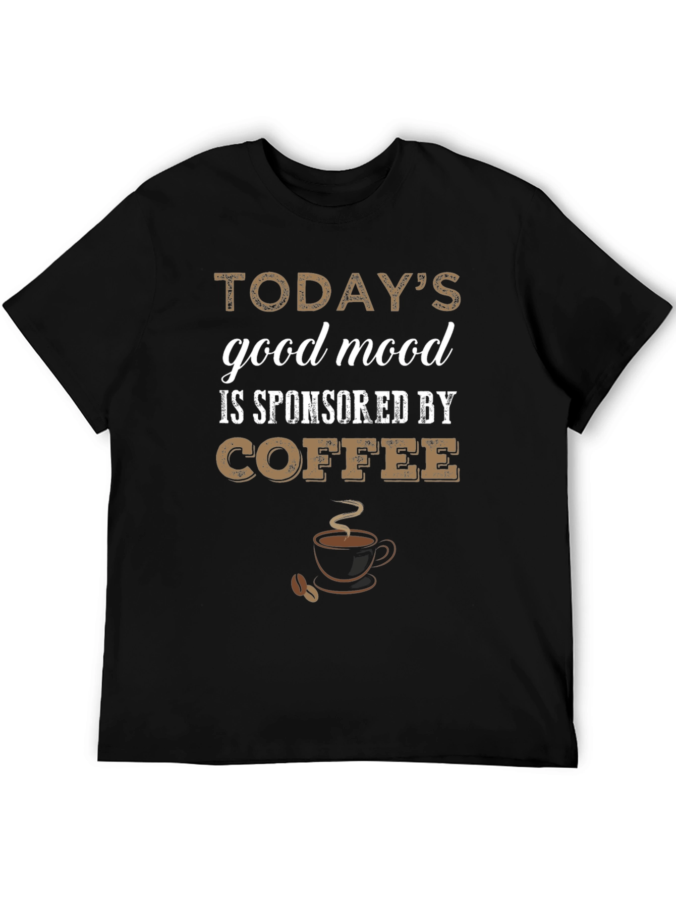 Camiseta Negra con Diseño Humorístico de Café