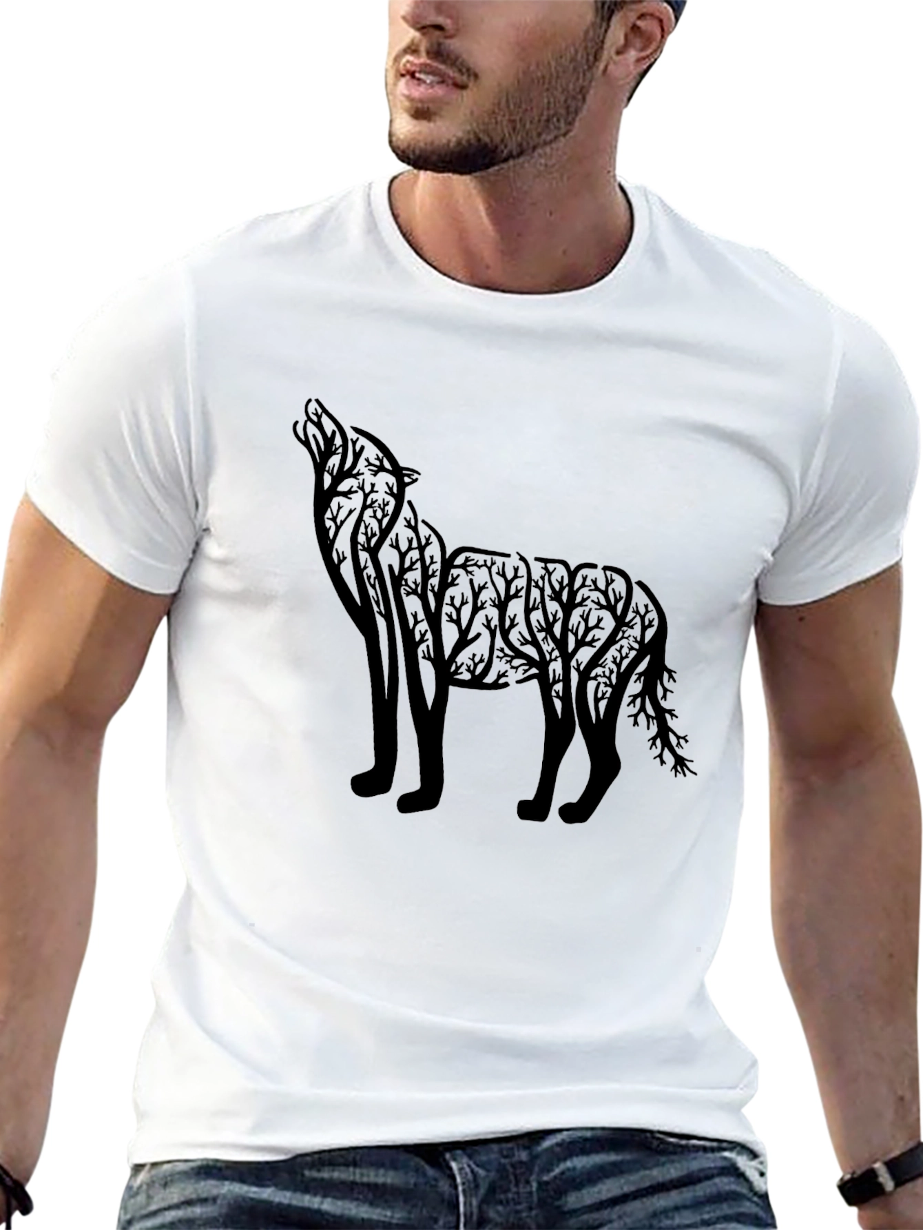 Black Wolf Silhouette Graphic Tee