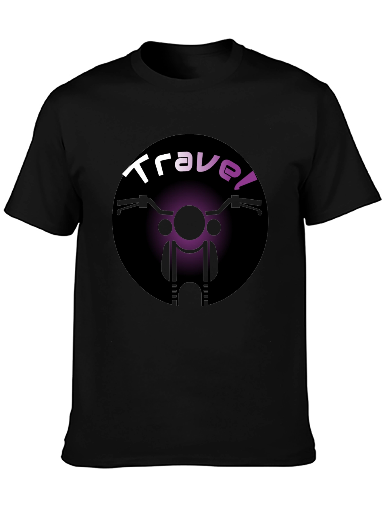 Camiseta Negra Travel Motocicleta Unisex