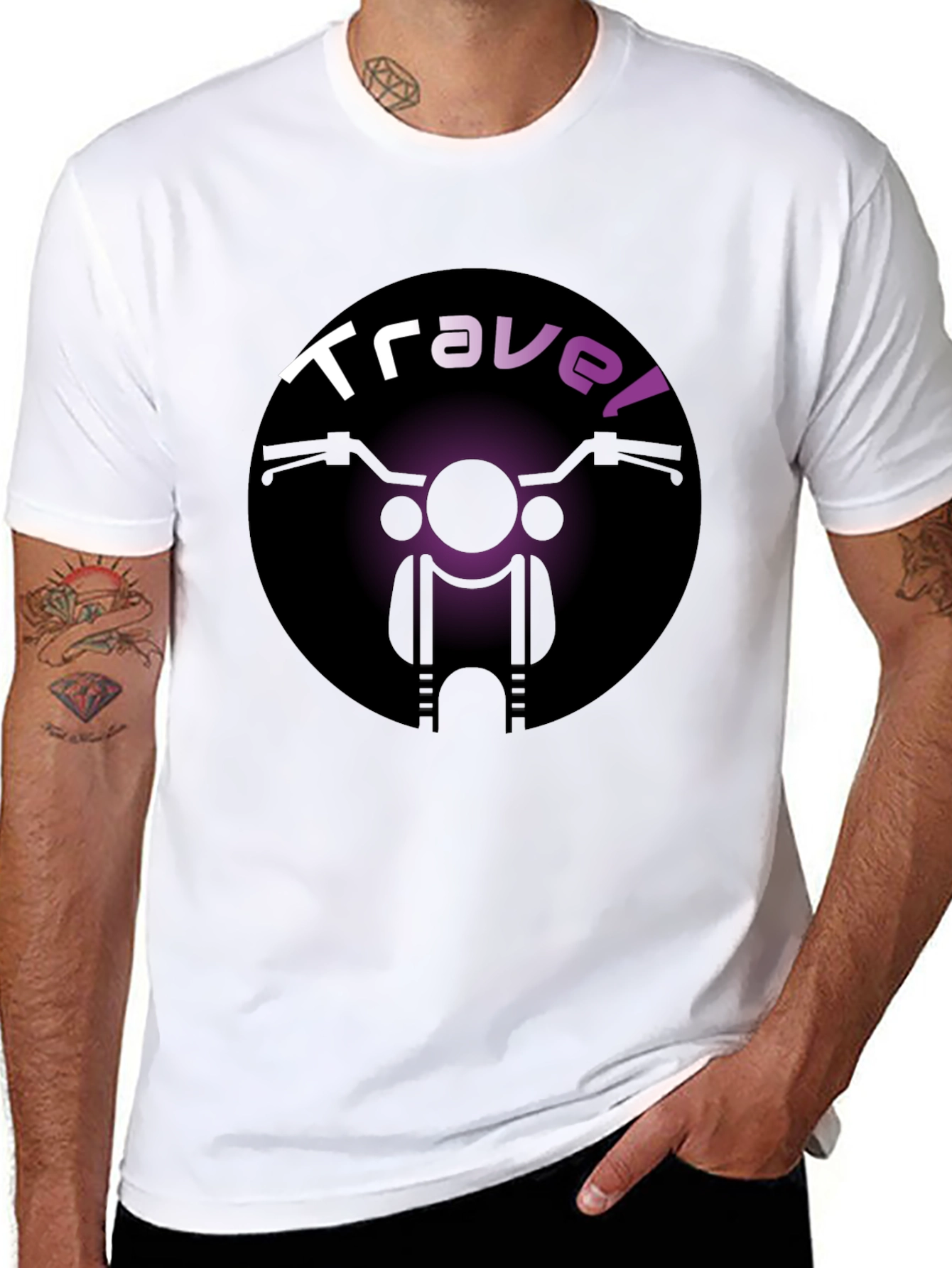 Camiseta Negra Travel Motocicleta Unisex
