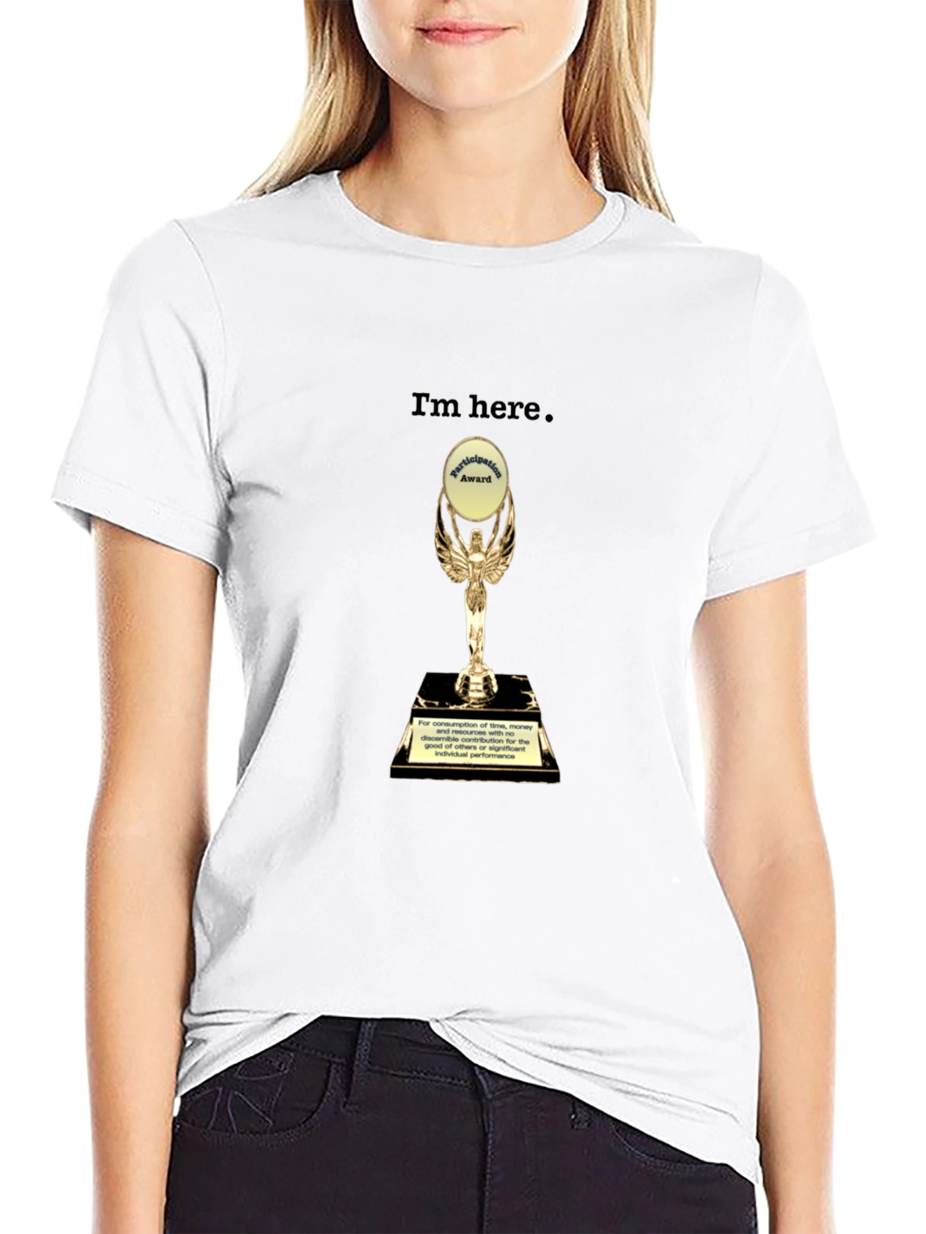 Camiseta Negra con Trofeo de Participación Divertida