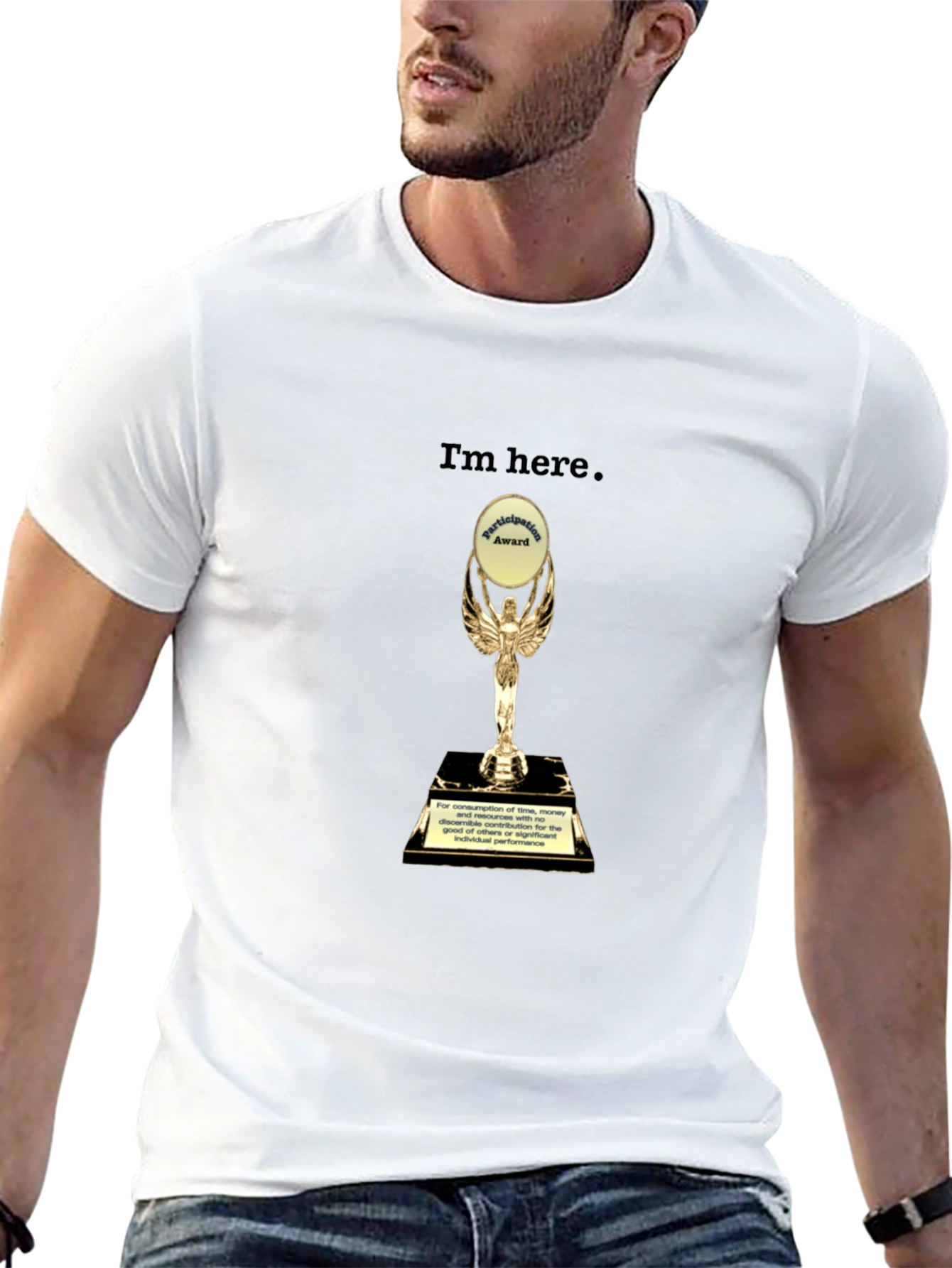 Camiseta Negra con Trofeo de Participación Divertida