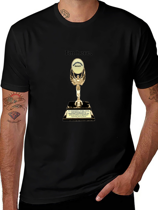 Camiseta Negra con Trofeo de Participación Divertida