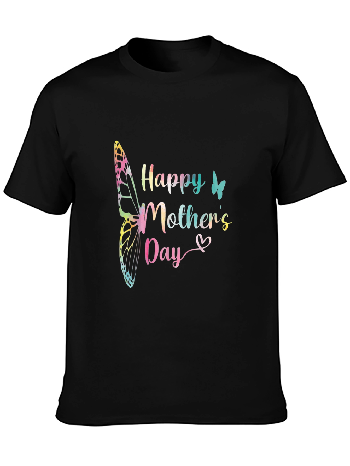Camiseta Negra Feliz Día de la Madre con Mariposa