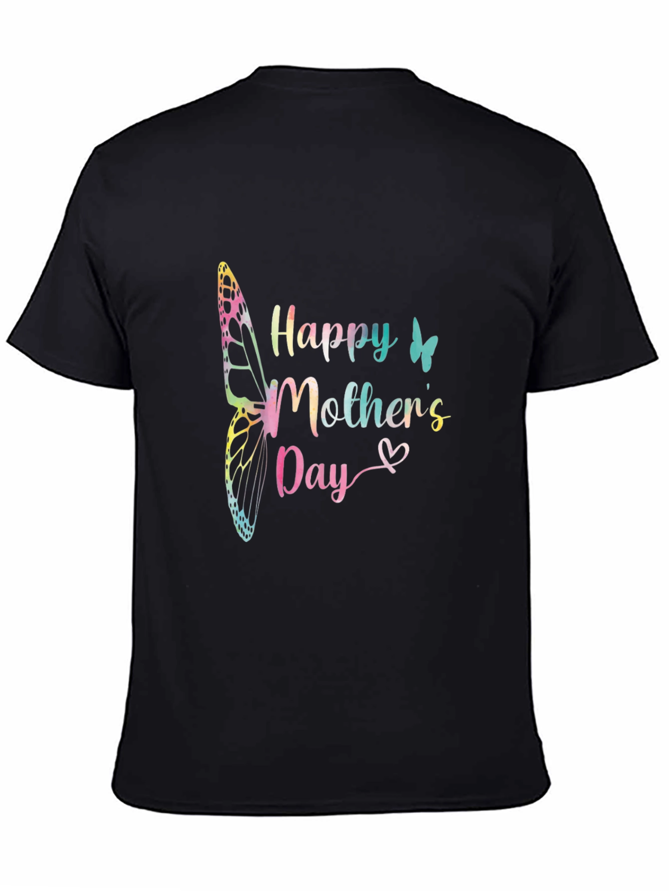 Camiseta Negra Feliz Día de la Madre con Mariposa