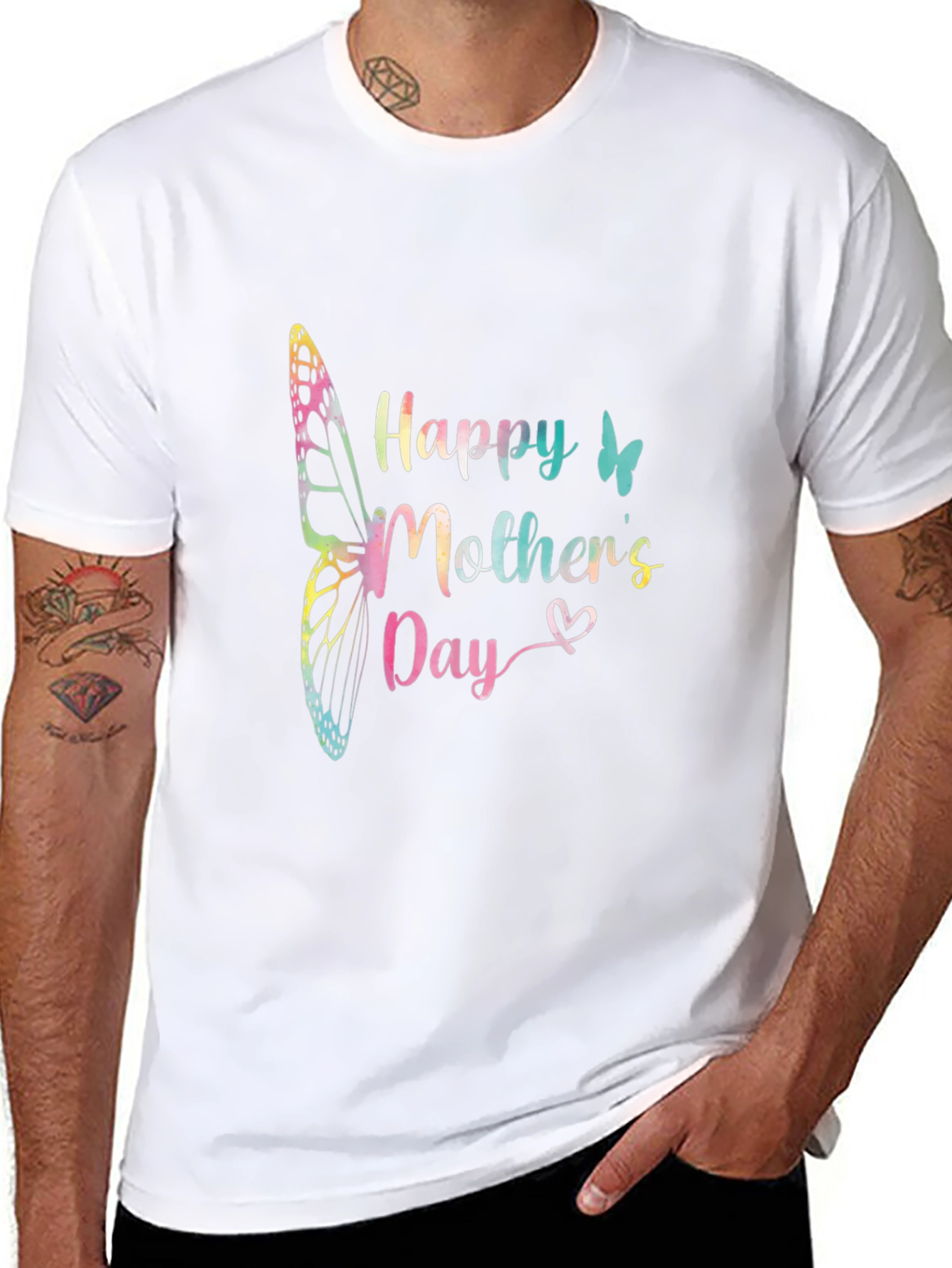 Camiseta Negra Feliz Día de la Madre con Mariposa