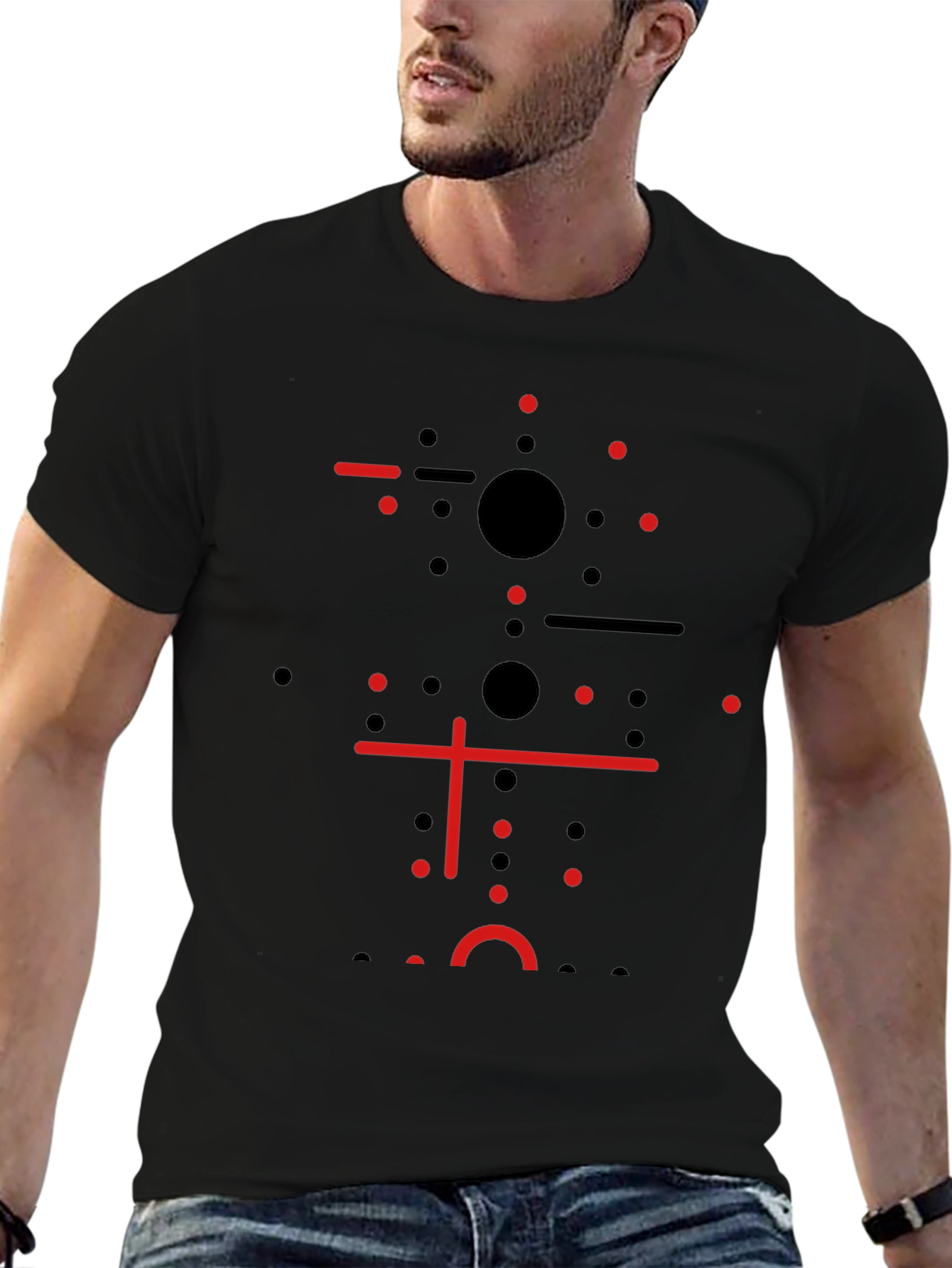 Camiseta Negra Diseño Geométrico Moderno