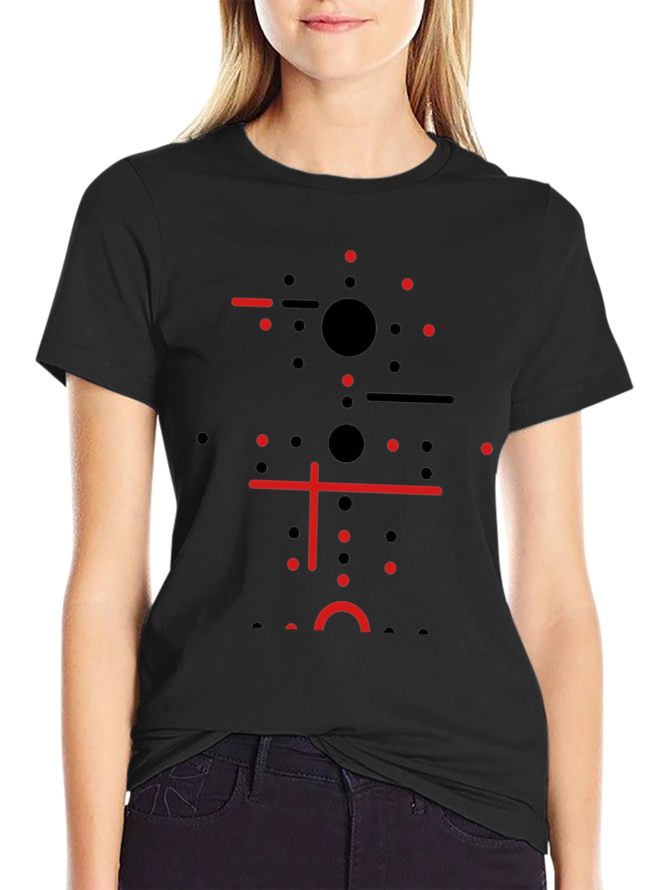 Camiseta Negra Diseño Geométrico Moderno