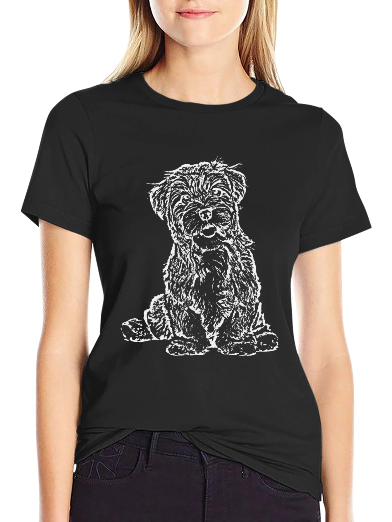 Camiseta Negra con Diseño de Perrito Terrier