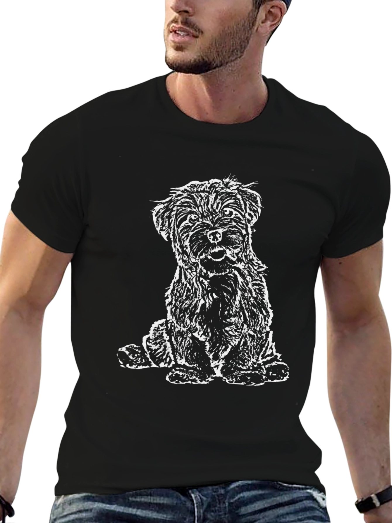 Camiseta Negra con Diseño de Perrito Terrier