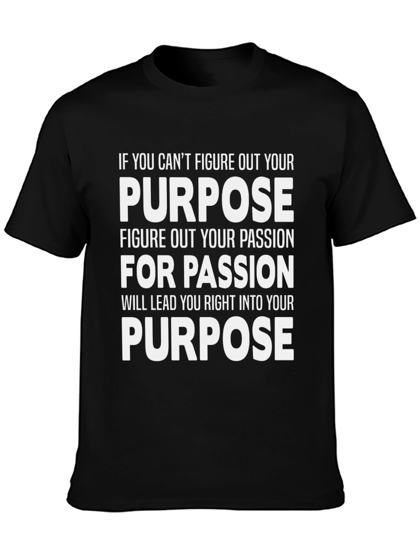 Camiseta Negra con Mensaje Inspirador Propósito y Pasión