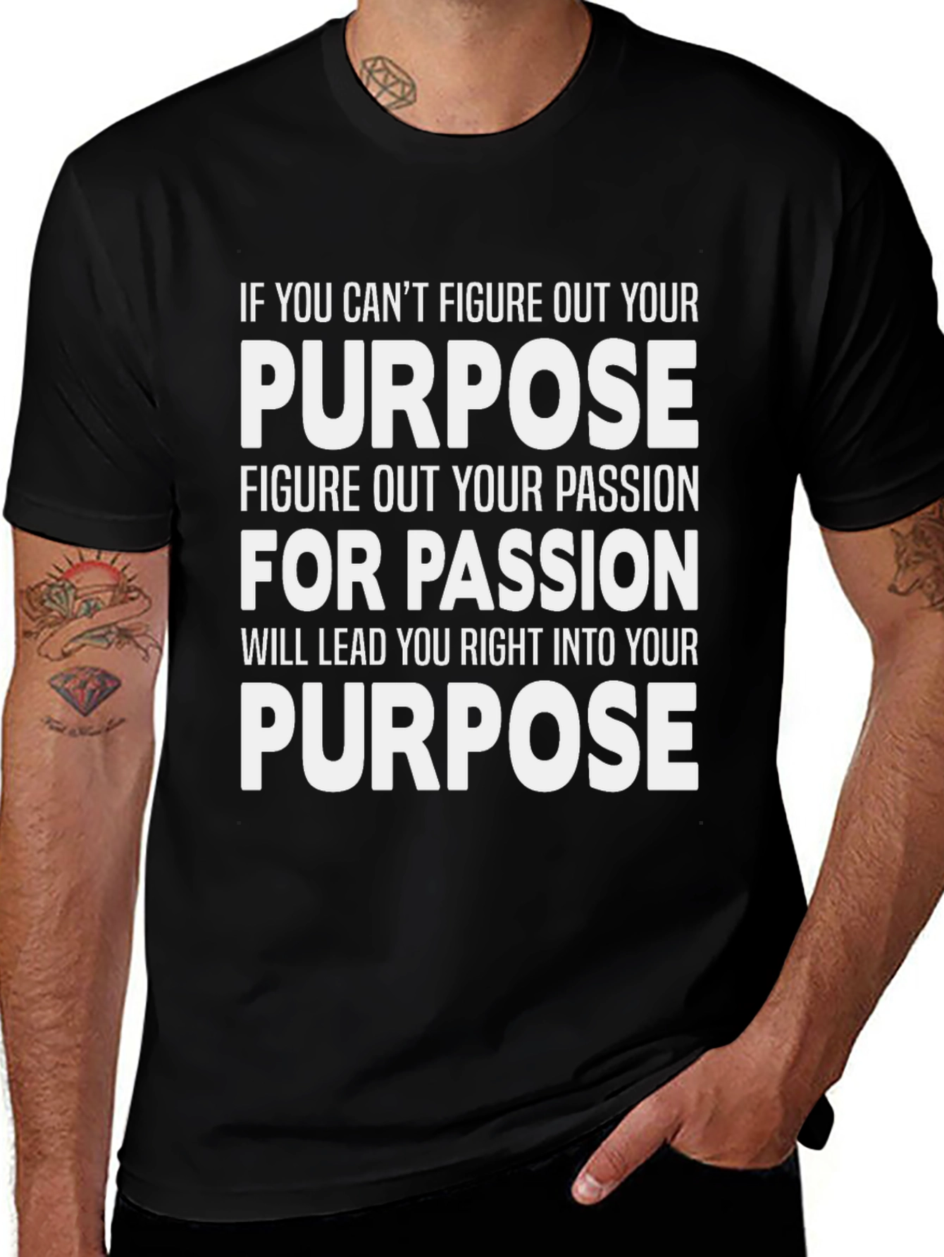 Camiseta Negra con Mensaje Inspirador Propósito y Pasión