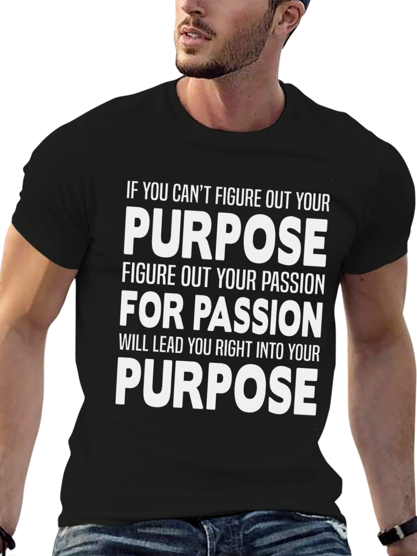Camiseta Negra con Mensaje Inspirador Propósito y Pasión