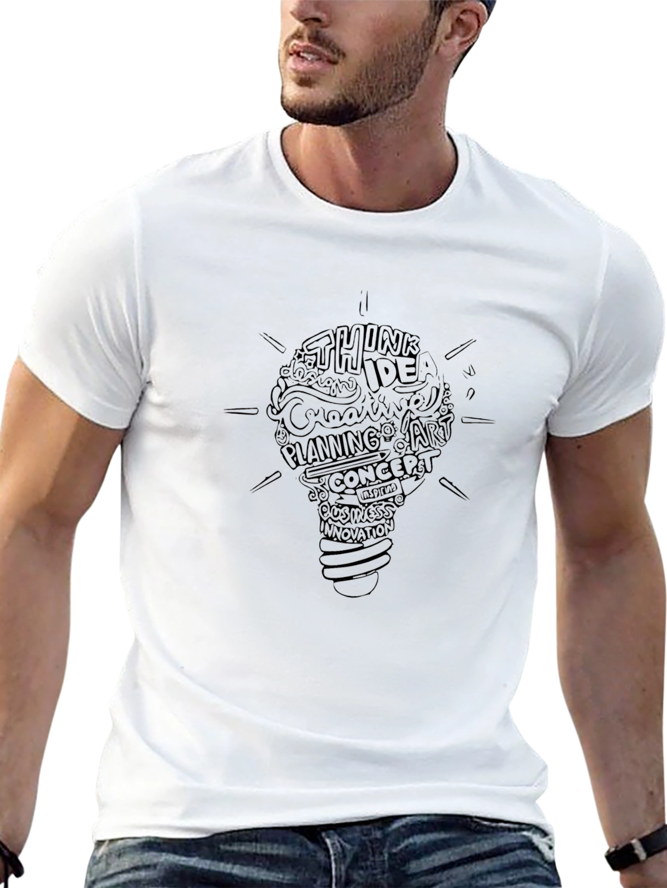 Camiseta Negra Hombre - Diseño Lluvia de Ideas