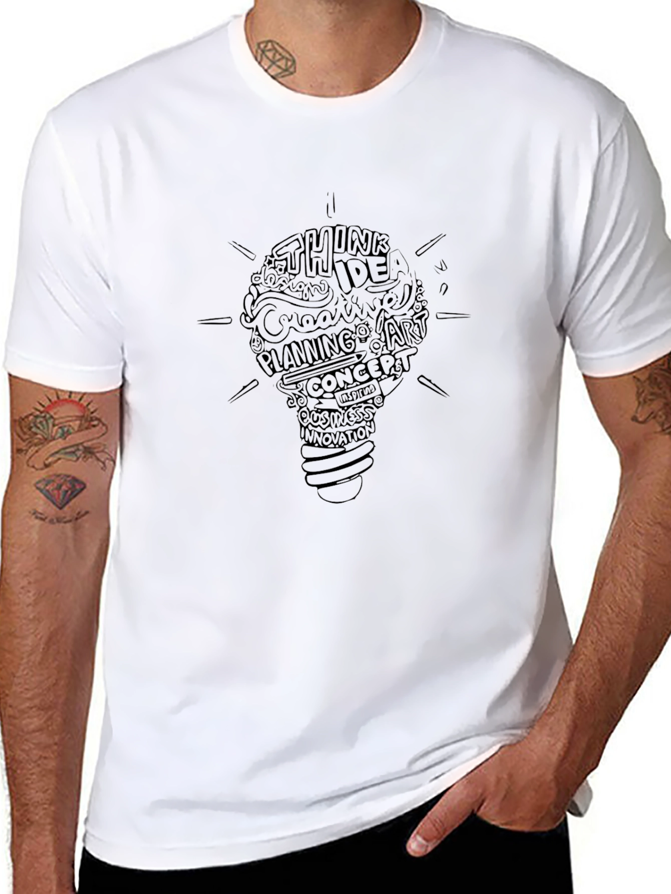 Camiseta Negra Hombre - Diseño Lluvia de Ideas