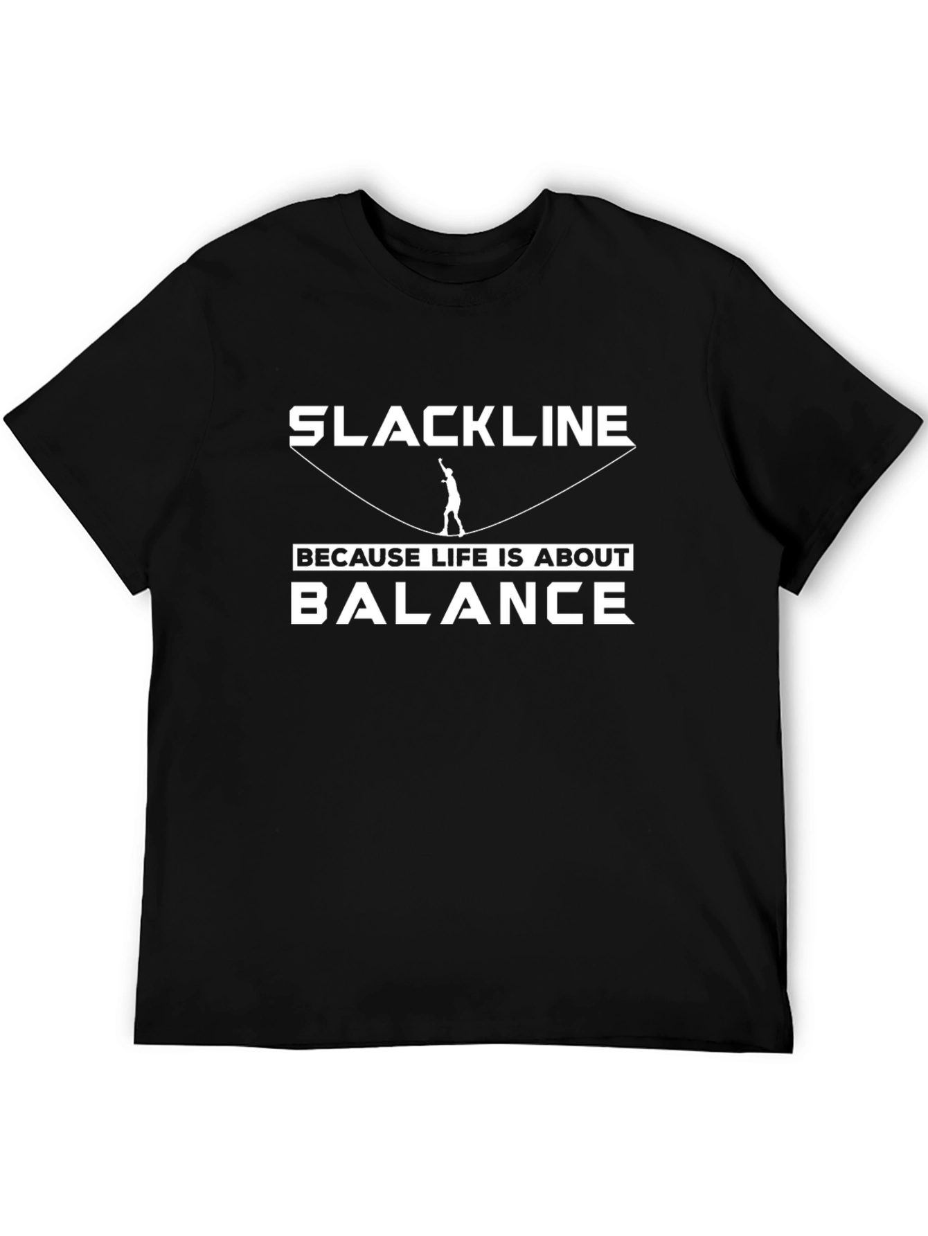 Camiseta Negra Slackline: Porque la Vida es Equilibrio