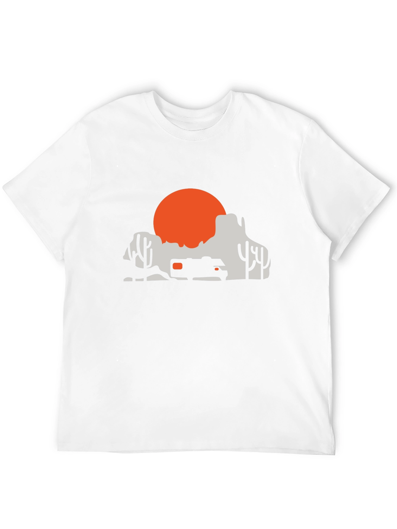 Camiseta Negra Diseño Desierto y Atardecer