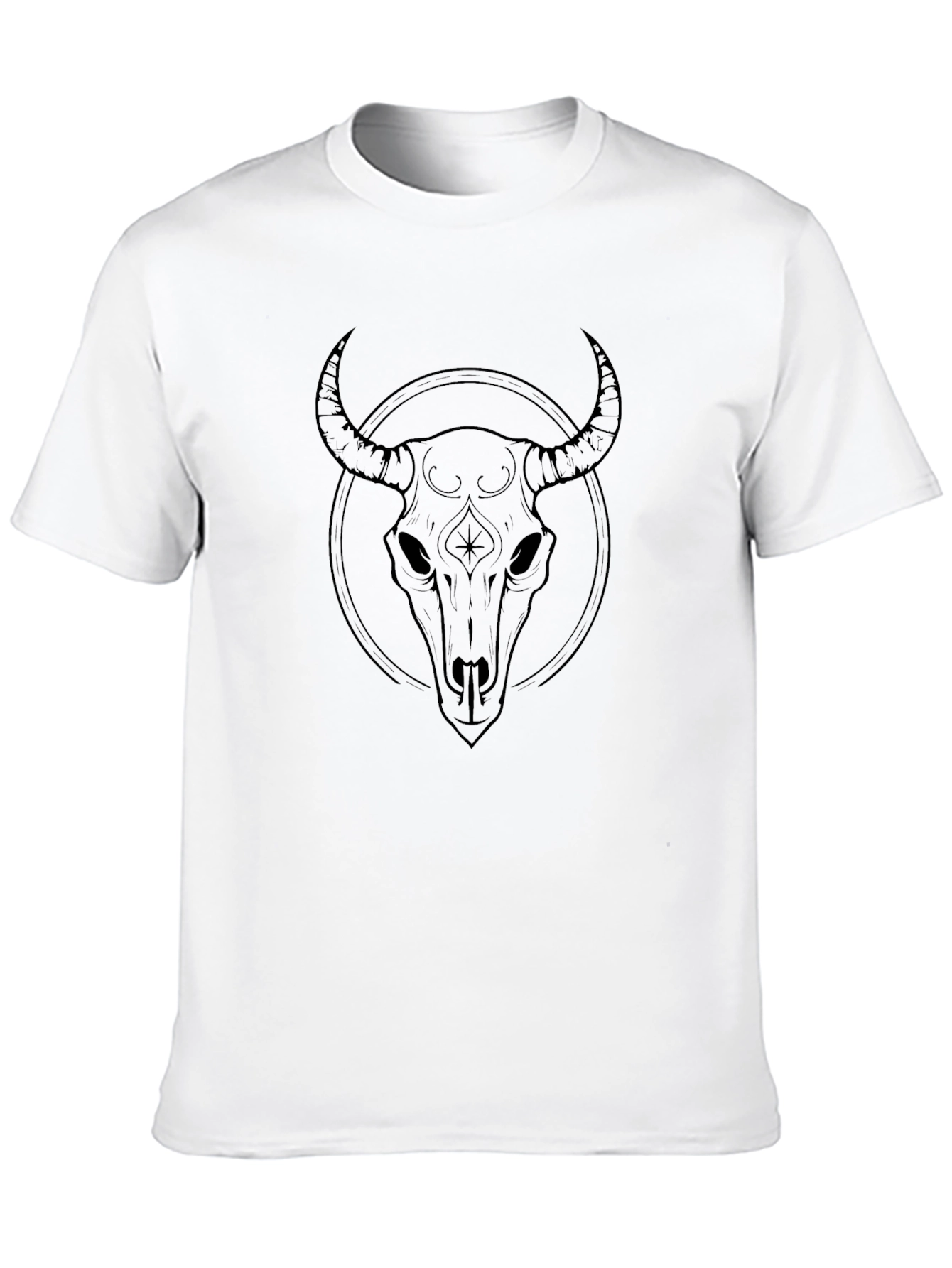 Camiseta Negra Calavera de Toro Diseño Único