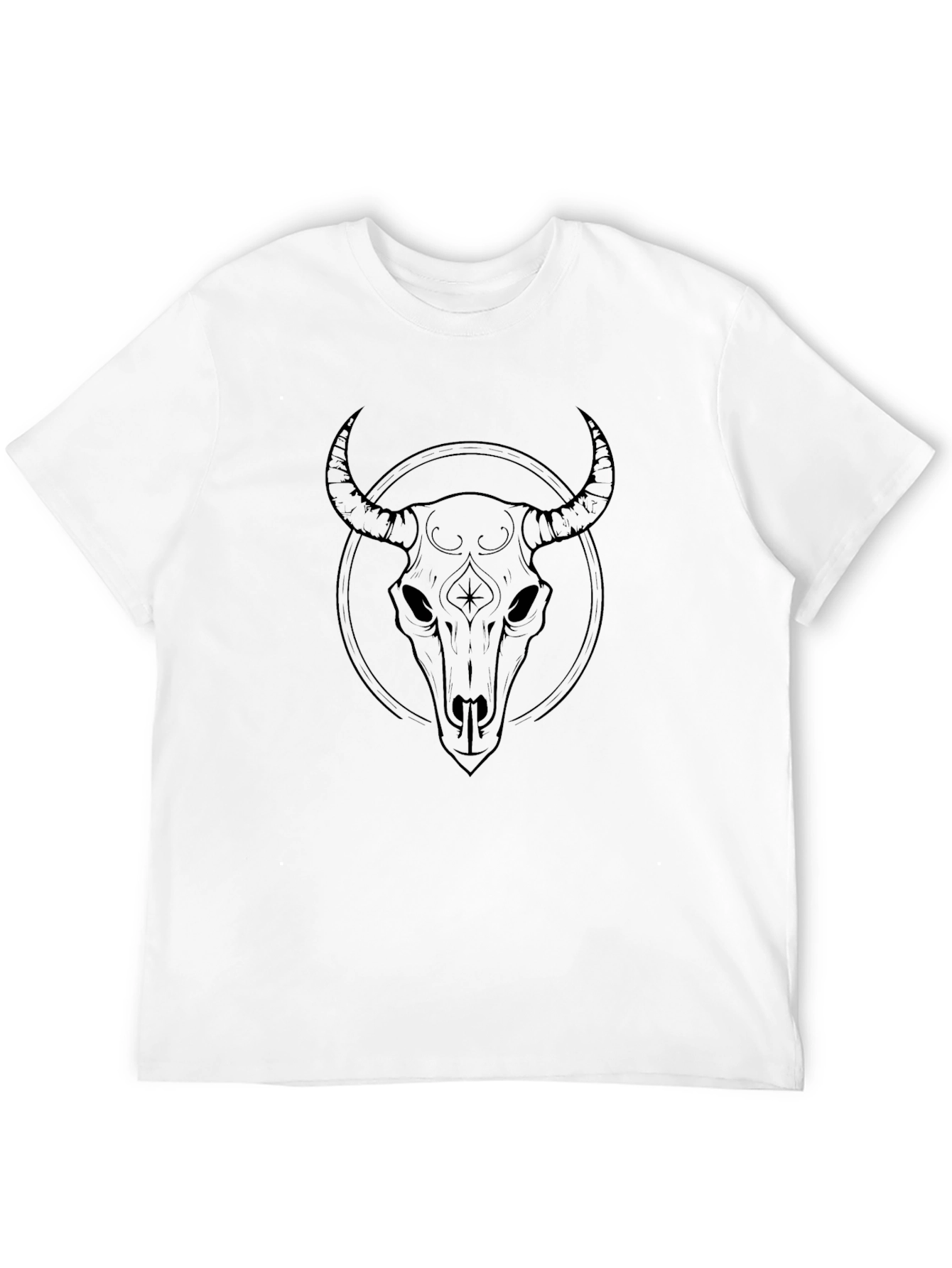 Camiseta Negra Calavera de Toro Diseño Único