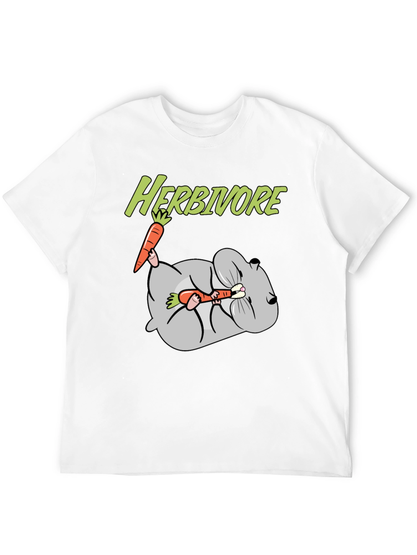Camiseta Negra Herbívoro con Diseño de Conejo