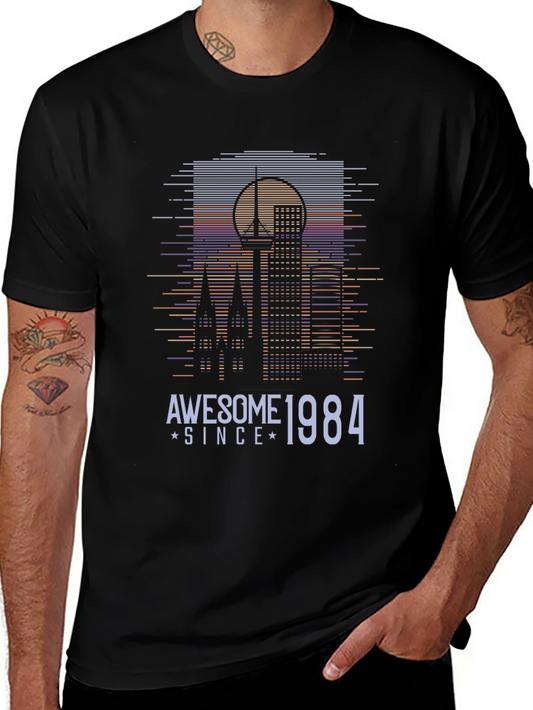 Camiseta Negra Retro Awesome Since 1984