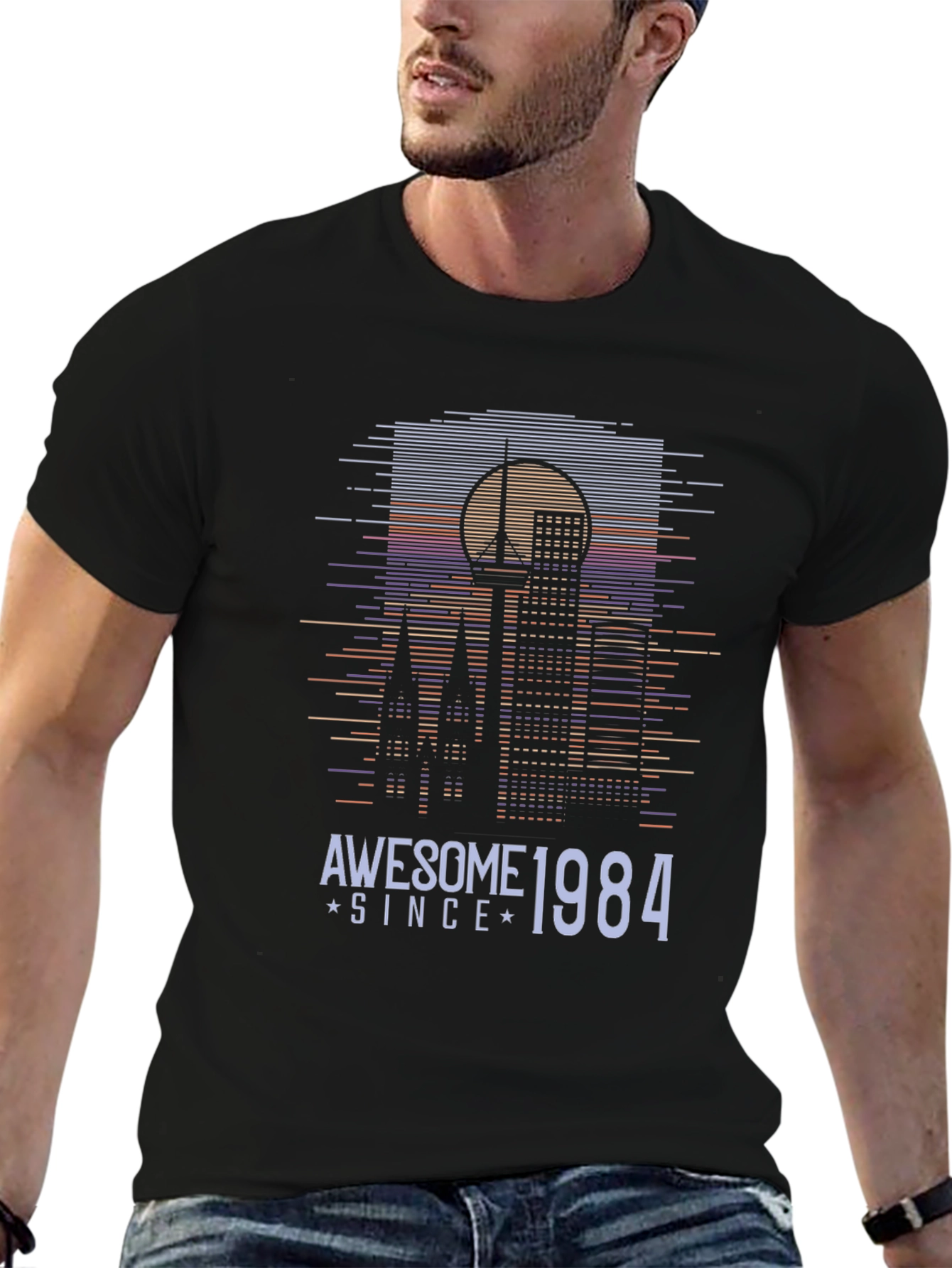 Camiseta Negra Retro Awesome Since 1984
