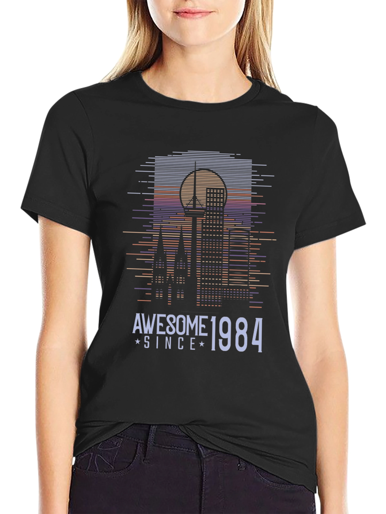 Camiseta Negra Retro Awesome Since 1984