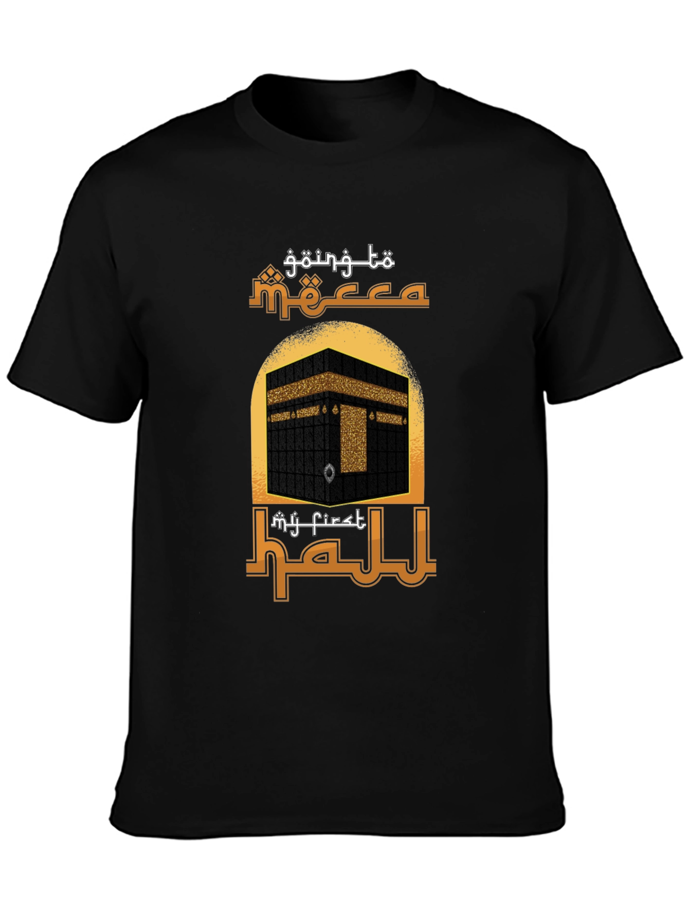 Camiseta Negra con Diseño de la Meca