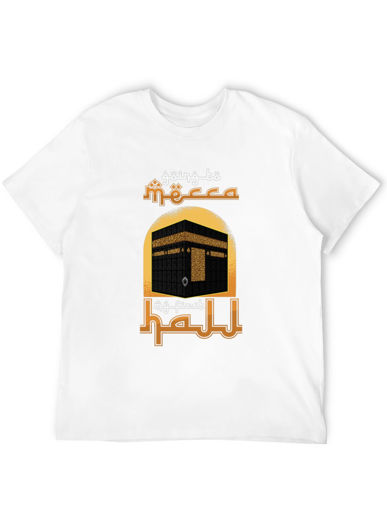Camiseta Negra con Diseño de la Meca