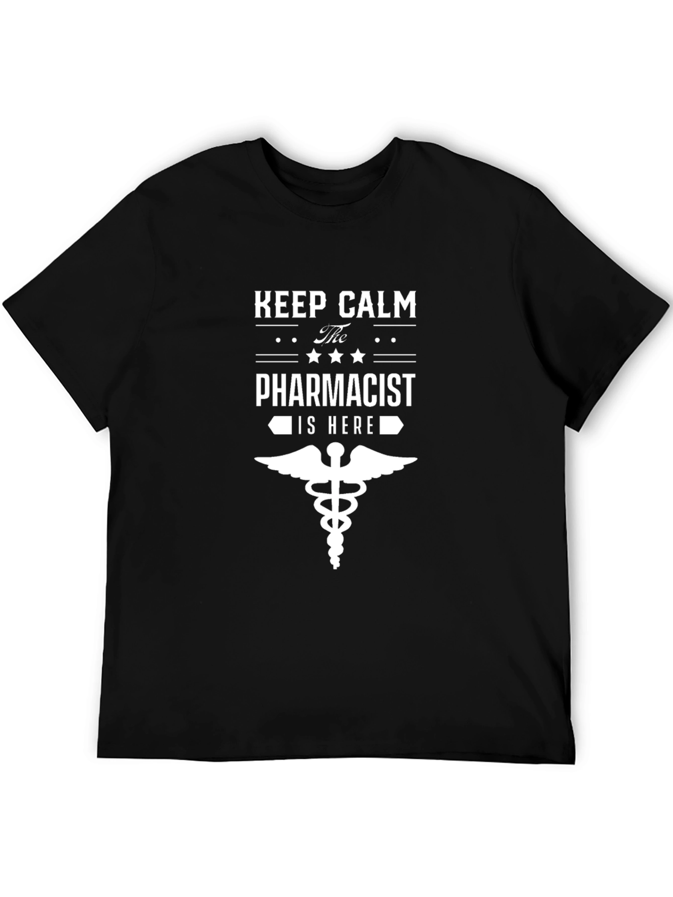 Camiseta Negra: Keep Calm el Farmacéutico está Aquí